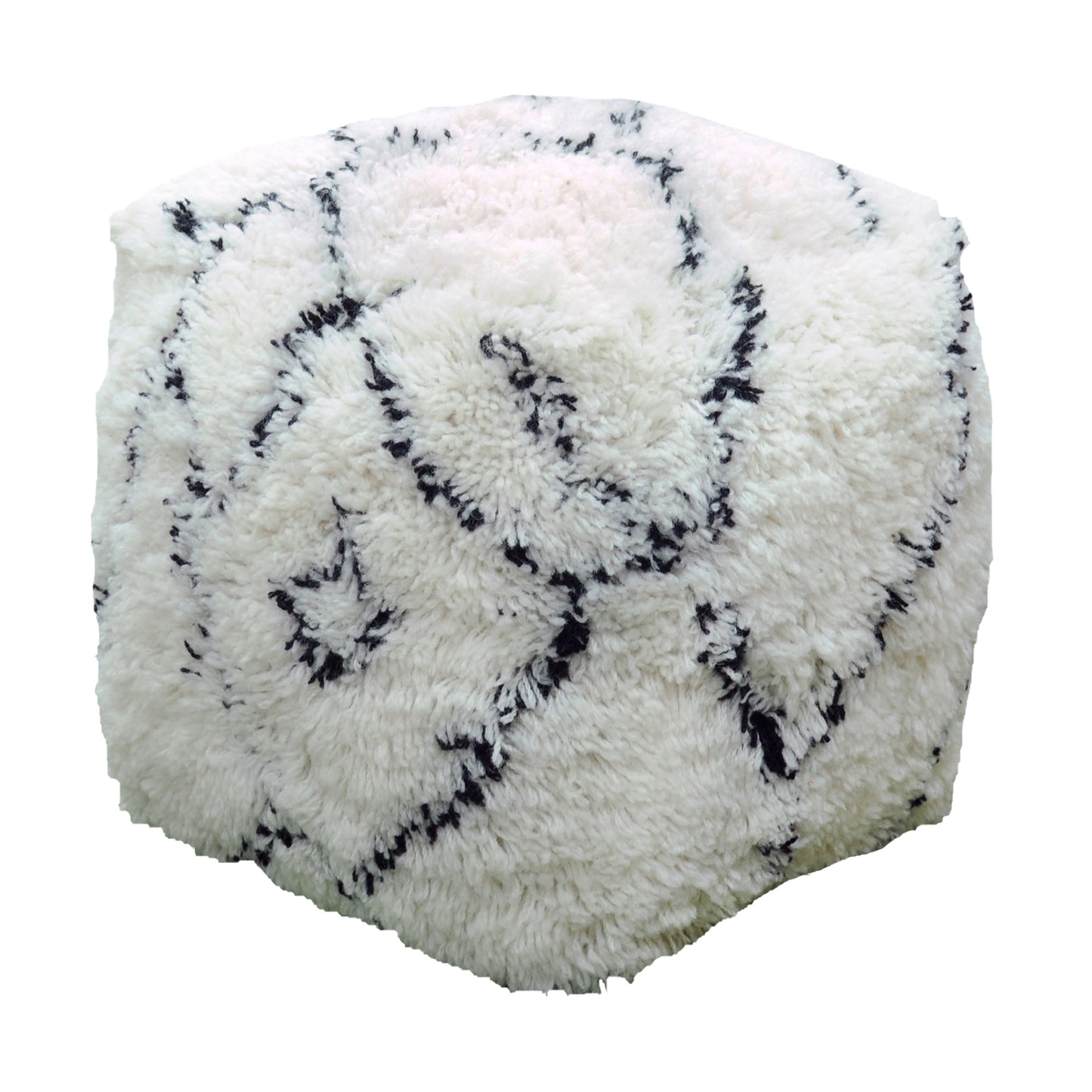 Ebson Pouf, Nz Wool, Natural White, Charcoal,