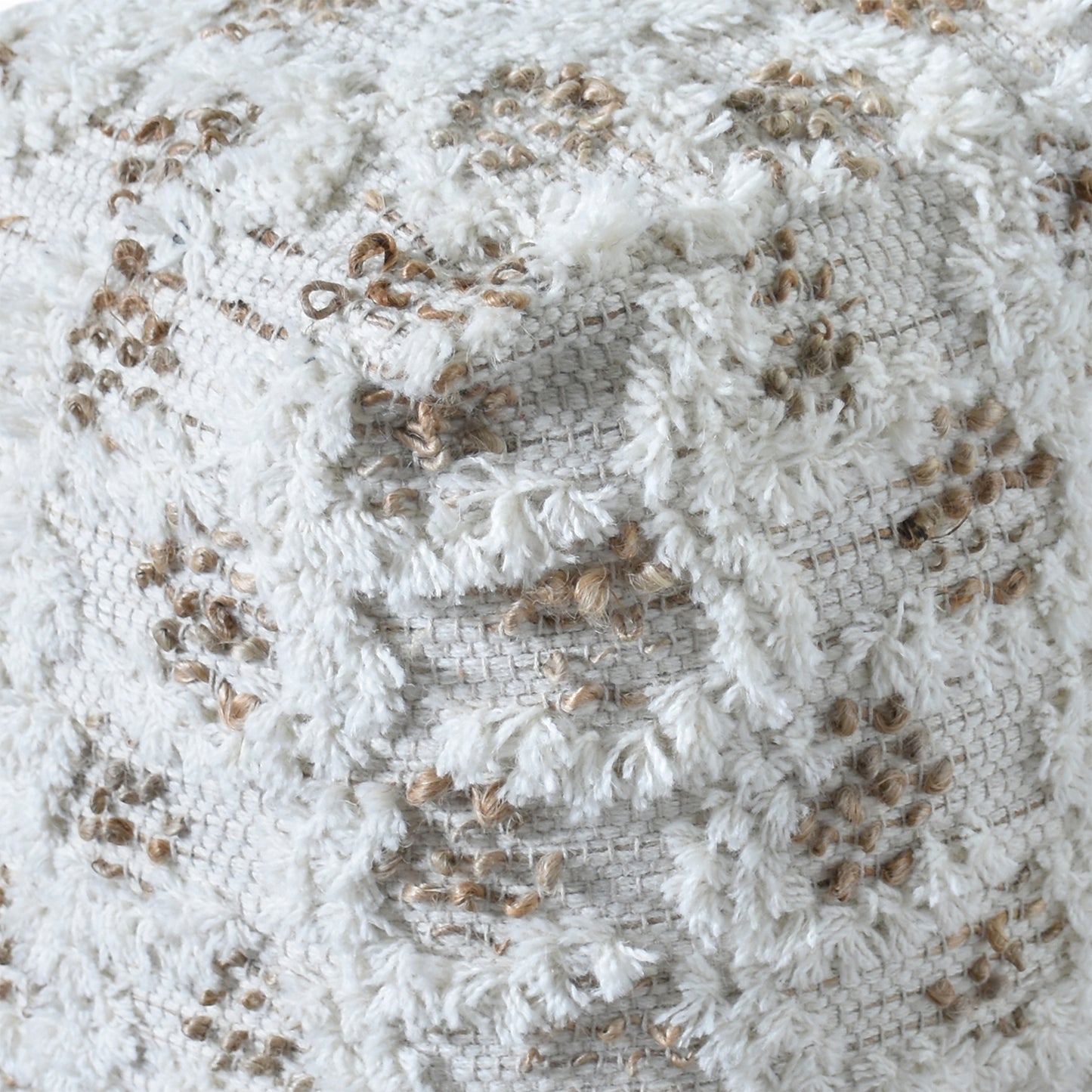 Elara Pouf, Wool, Hemp, Natural, Natural White, Pitloom, Cut And Loop