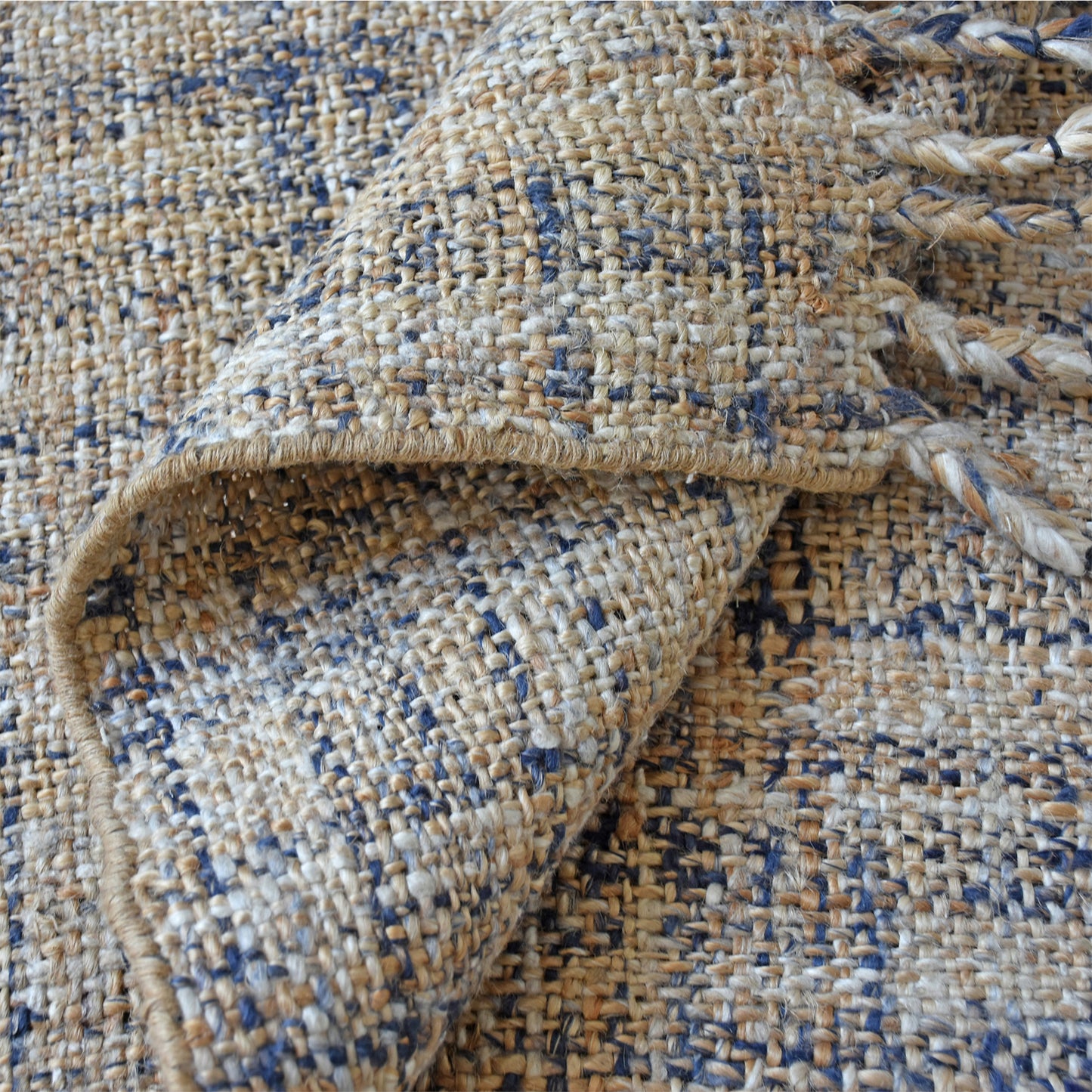 Area Rug, Bedroom Rug, Living Room Rug, Living Area Rug, Indian Rug, Office Carpet, Office Rug, Shop Rug Online, Hemp, Wool, Viscose Blend, Natural, Navy, Punja, Flat Weave, Textured