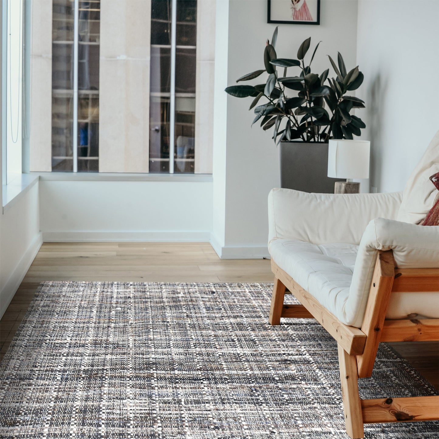Area Rug, Bedroom Rug, Living Room Rug, Living Area Rug, Indian Rug, Office Carpet, Office Rug, Shop Rug Online, Recycled Fabric, Hemp, Grey, Pitloom, Flat Weave, Textured