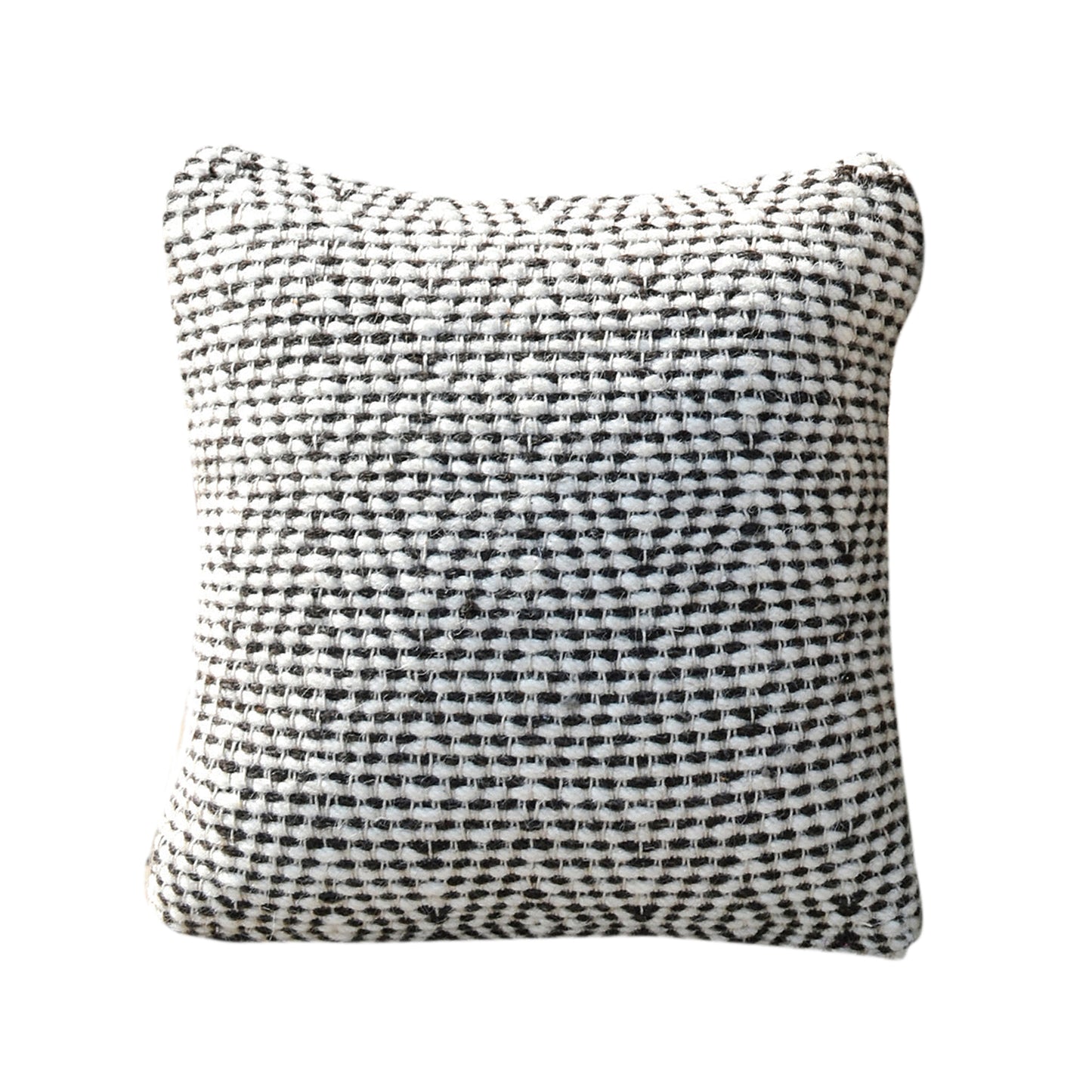 Hartney Pillow, Wool, Natural White, Charcoal, Pitloom, Flat Weave