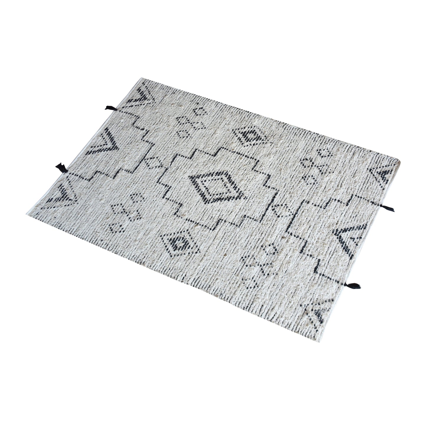 Area Rug, Bedroom Rug, Living Room Rug, Living Area Rug, Indian Rug, Office Carpet, Office Rug, Shop Rug Online, Recycled Cotton, Natural White, Charcoal, Hand woven, Cut And Loop, Geometrical