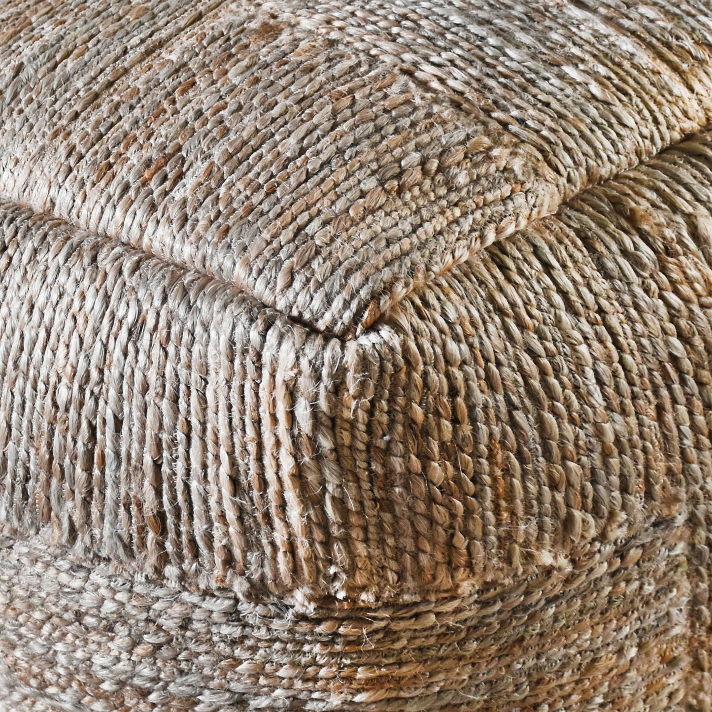 Jazzy-II Pouf, Jute, Natural, Hm Stitching, Flat Weave