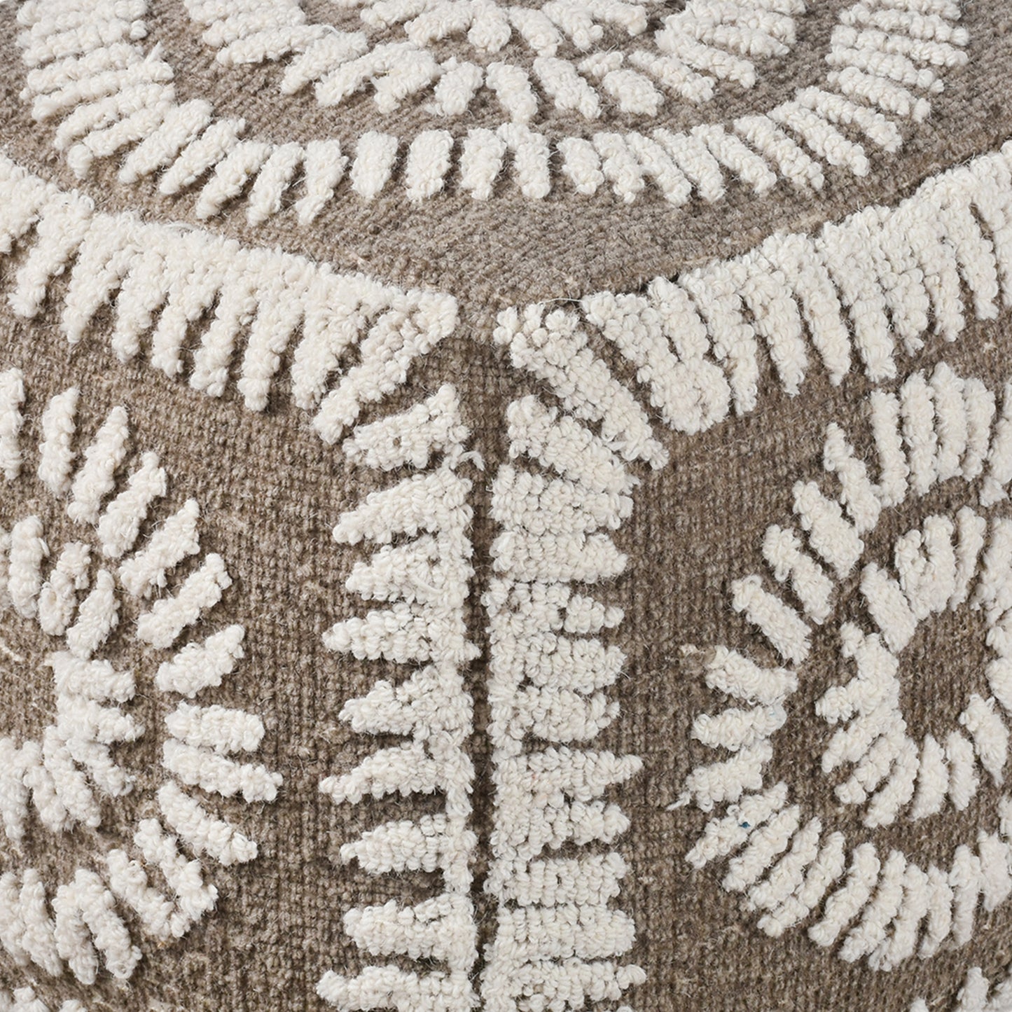 Jocelyn Pouf, Wool, Grey, Natural White, Hand woven, All Loop