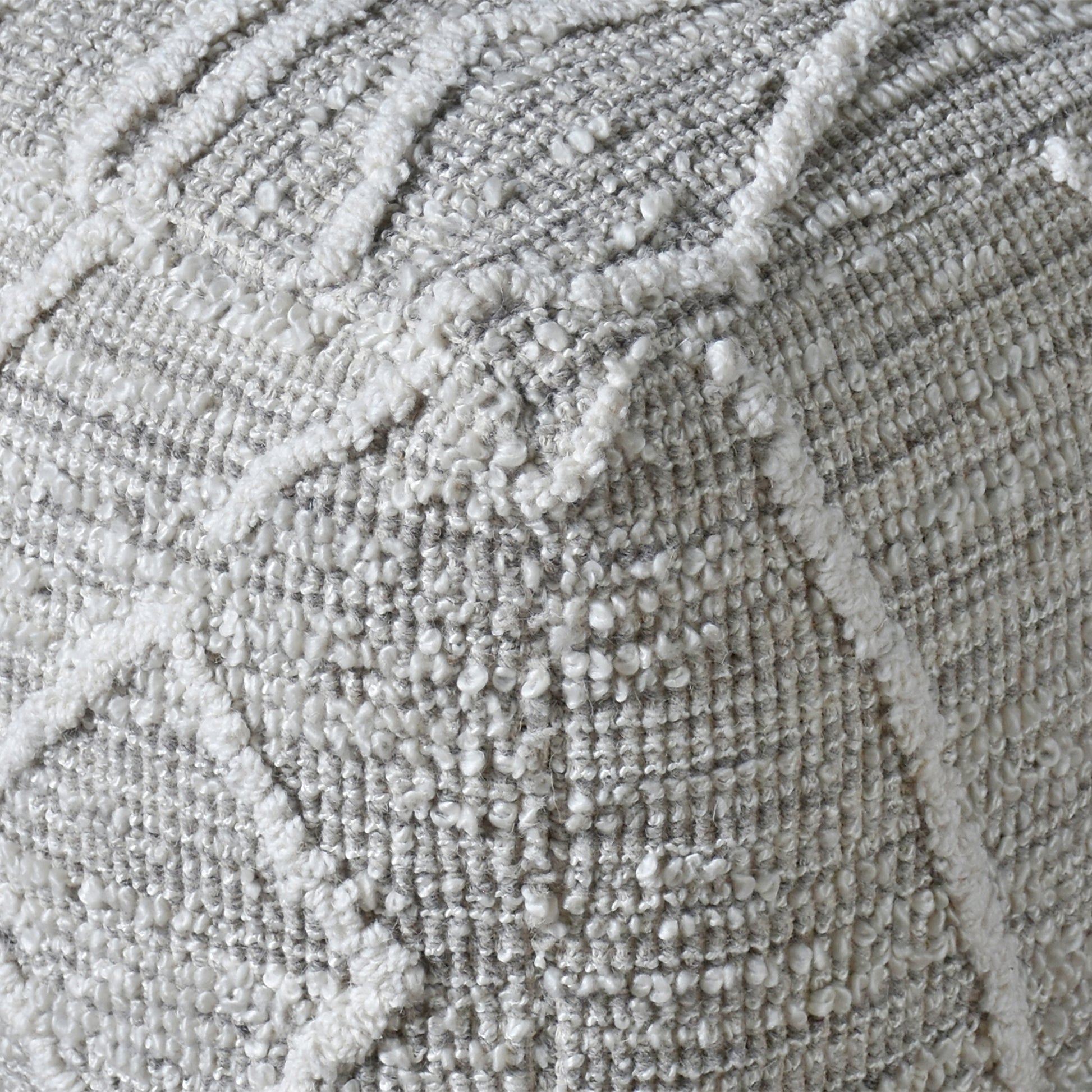 Koga Pouf, Wool, Polyester, Natural White, Grey, Hand woven, All Loop