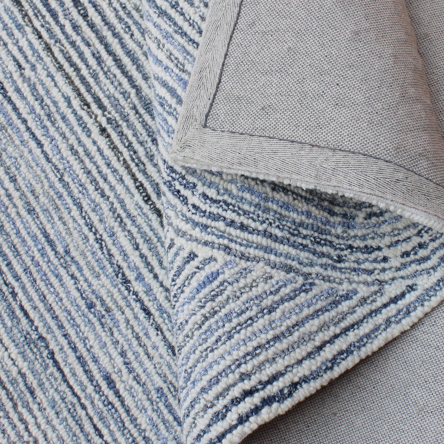 Area Rug, Bedroom Rug, Living Room Rug, Living Area Rug, Indian Rug, Office Carpet, Office Rug, Shop Rug Online, Denim, Wool, Natural White, Blue, Hand tufted, All Loop, trippy