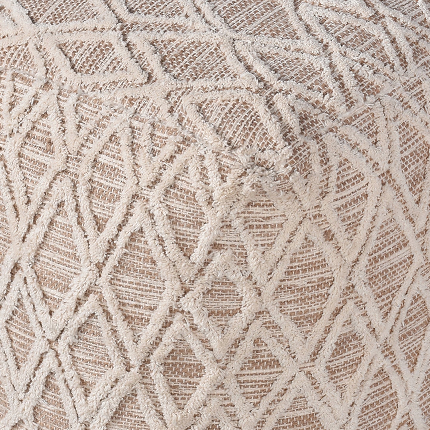 Lishui Pouf, Cotton, Jute, Natural, Natural White, Pitloom, All Cut
