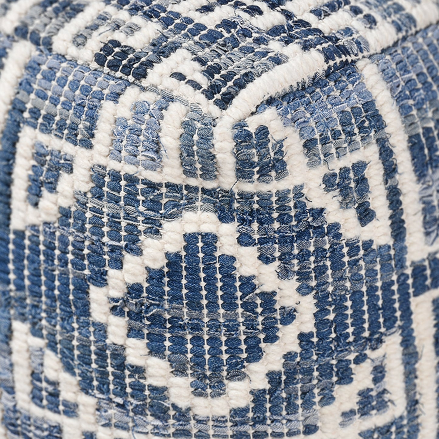 Livigno Pouf, Denim, Wool, Blue, Natural White, Punja, Flat Weave