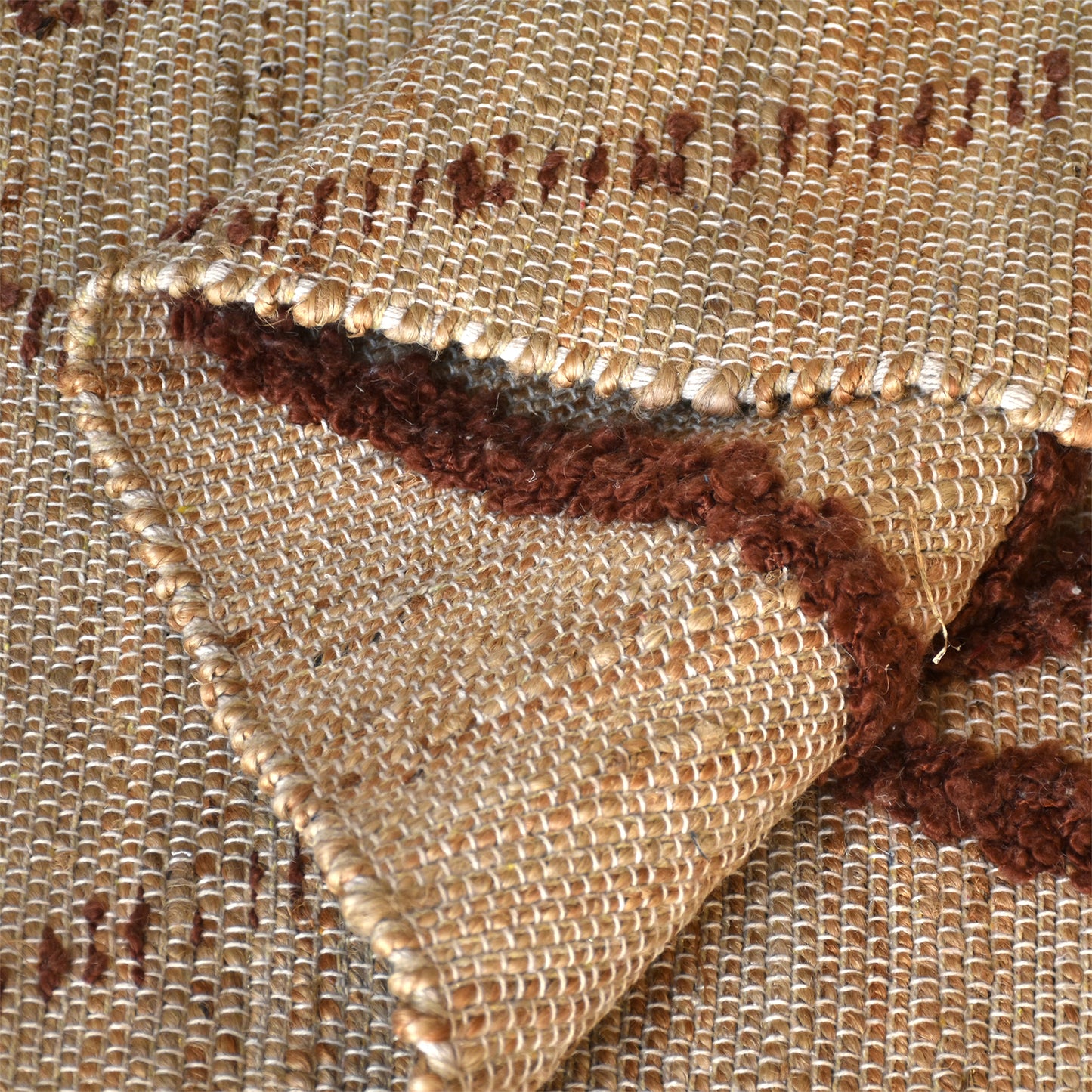 Area Rug, Bedroom Rug, Living Room Rug, Living Area Rug, Indian Rug, Office Carpet, Office Rug, Shop Rug Online, Pet, Hemp, Natural, Brown, Pitloom, All Loop, Geometrical