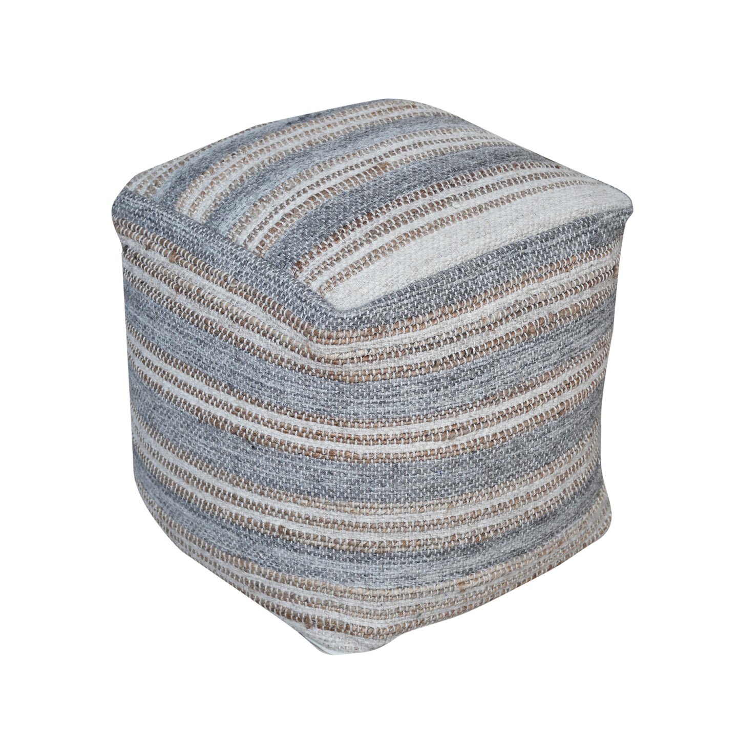 Mana Pouf, Hemp, Wool, Natural, Grey