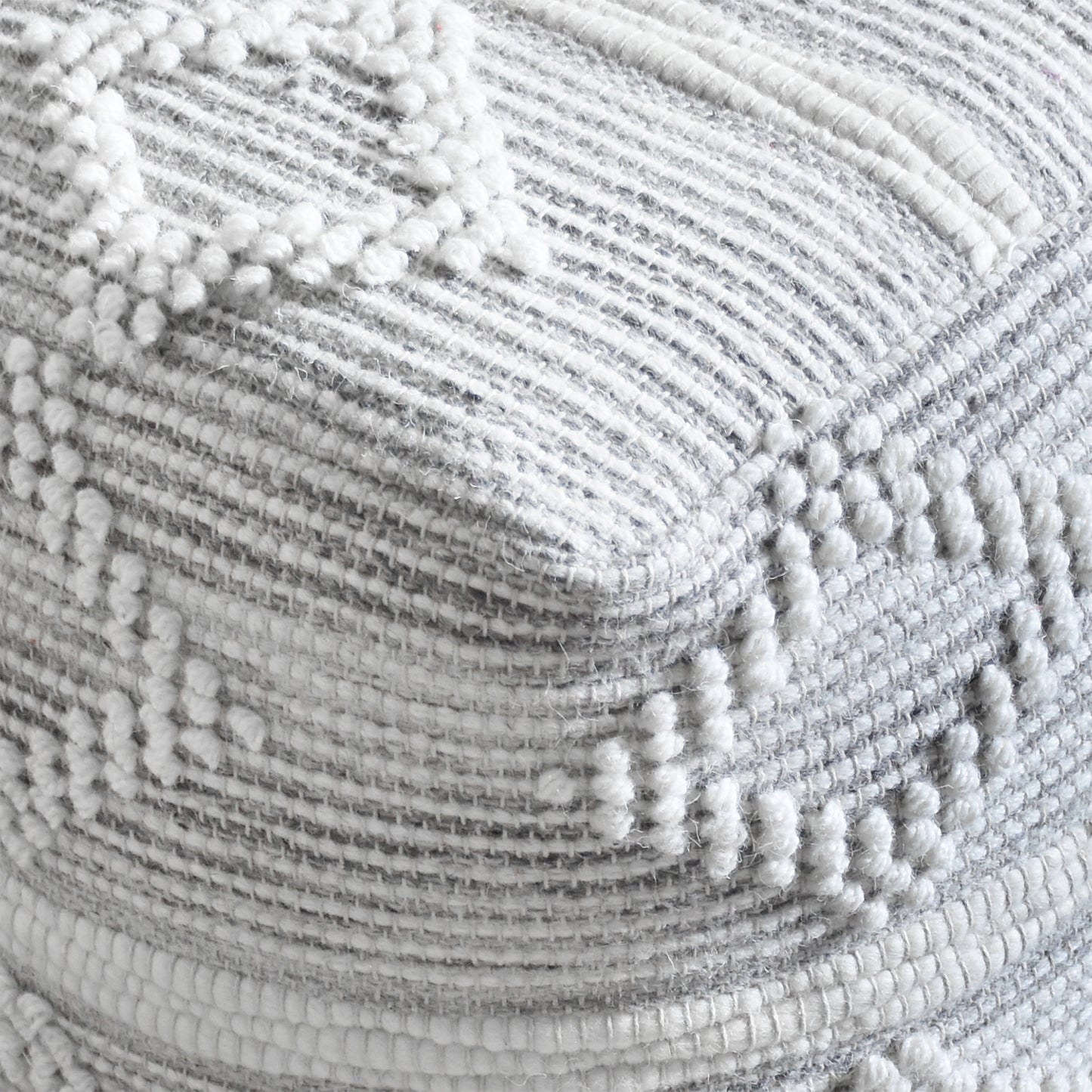 Mawes Pouf, Felt Wool, Cotton, Natural White,Grey, Pitloom, All Loop