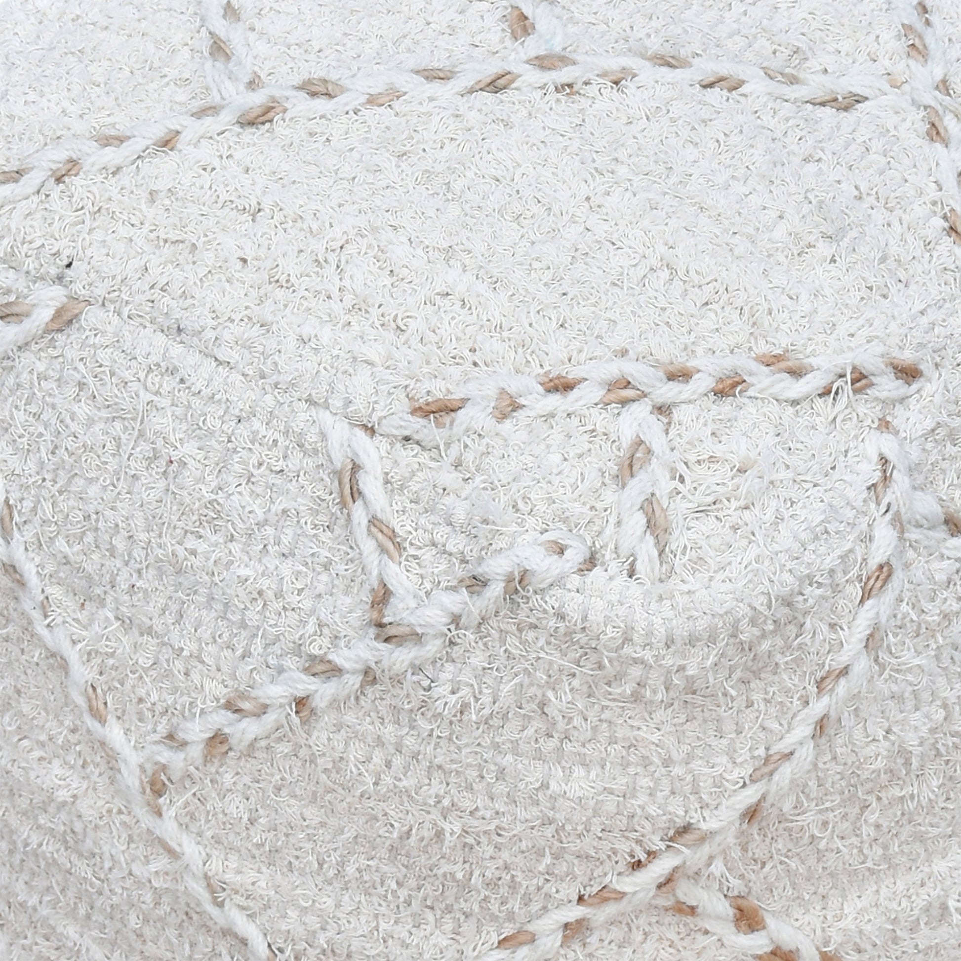 Morabito Pouf, Cotton, Hemp, Wool, Natural,Natural White, Pitloom, Flat Weave