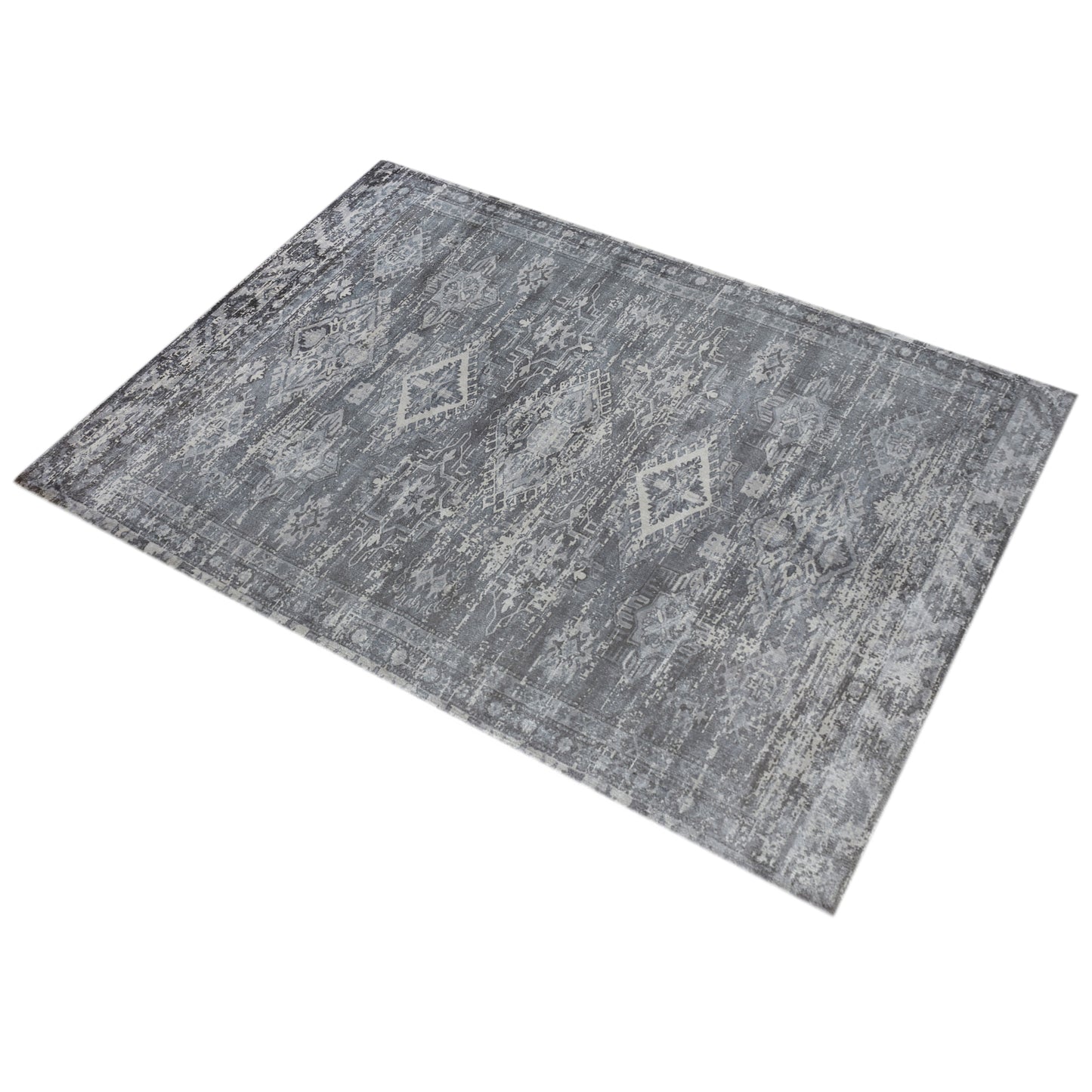 Area Rug, Bedroom Rug, Living Room Rug, Living Area Rug, Indian Rug, Office Carpet, Office Rug, Shop Rug Online, Viscose, Printed, Grey, Hand woven, All Loop, Screen Printed