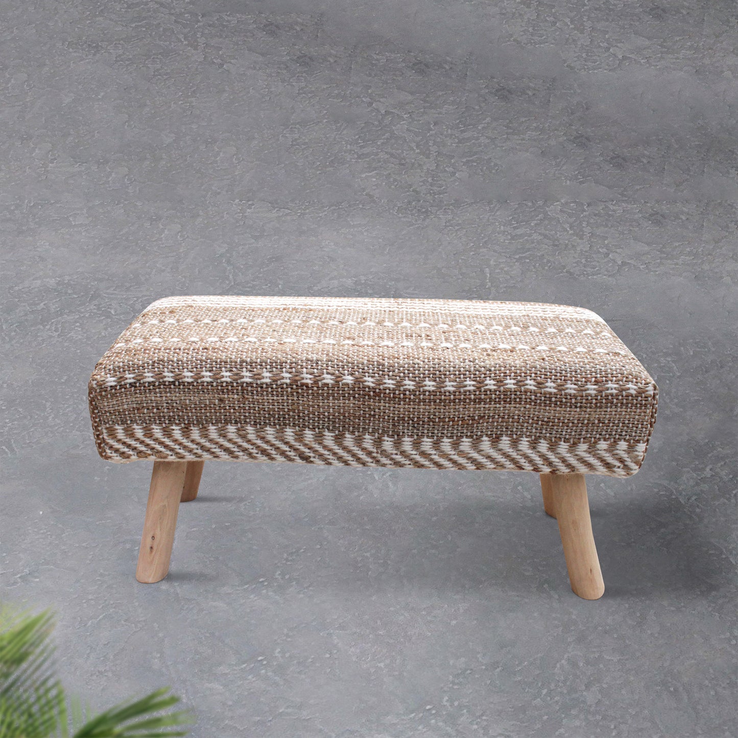 Niobe Bench, Jute, Wool, Natural, Natural White, Pitloom, Flat Weave