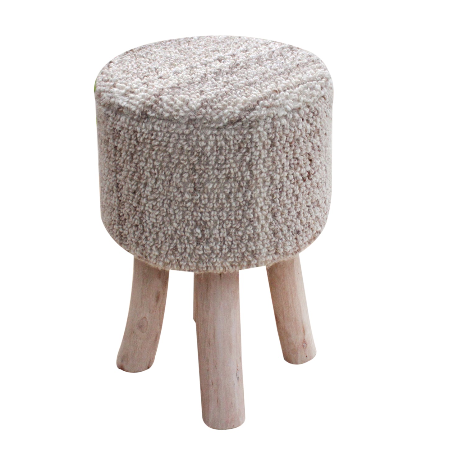 Nizam Stool, Wool, Beige, Hand woven, All Loop