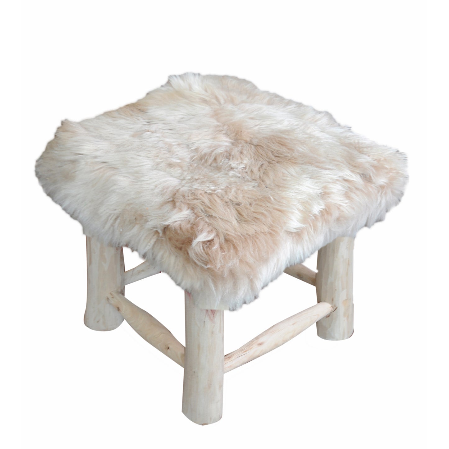 Nordic Bar Stool, Sheep Hide, Taupe, Hm Stitching, Flat Weave