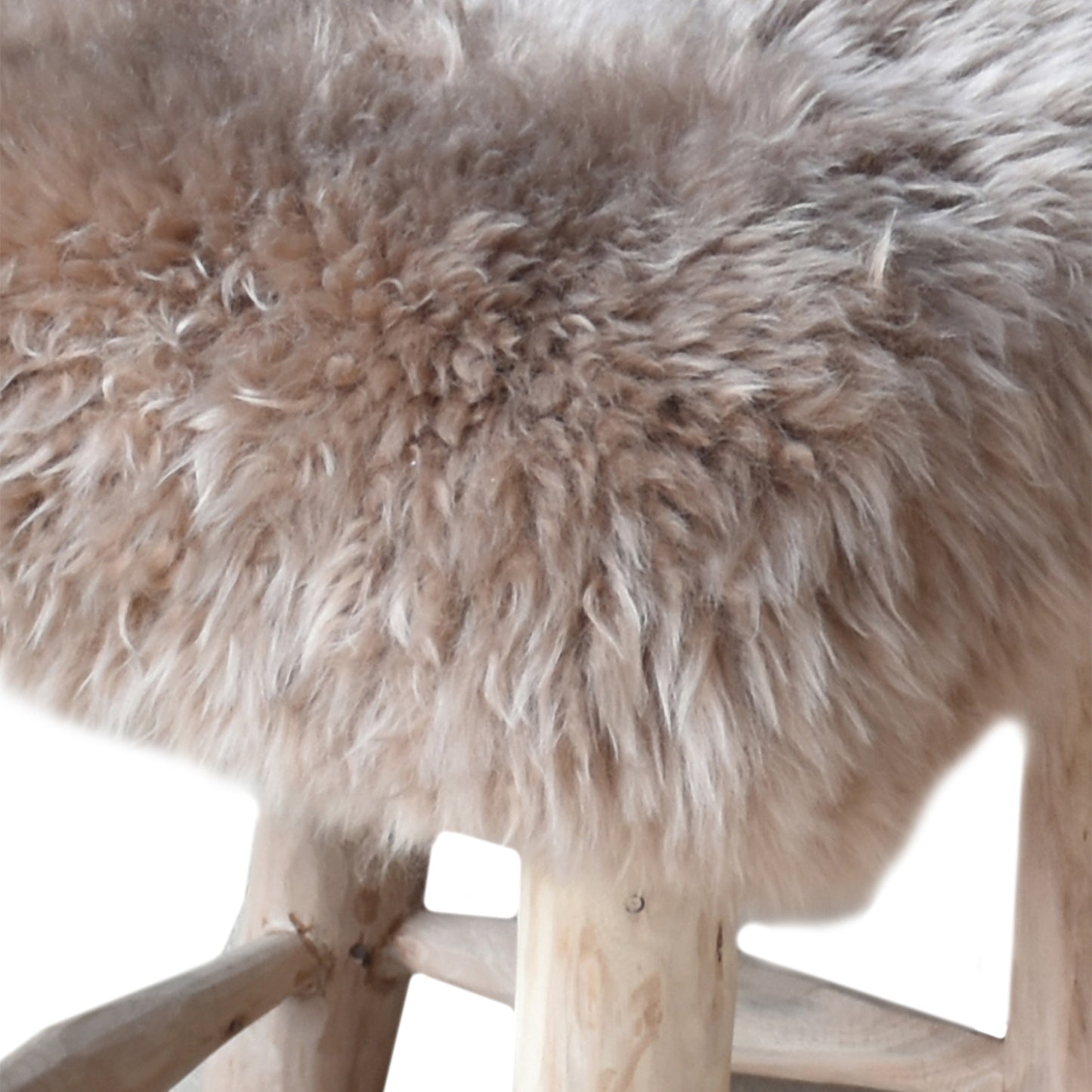 Nordic Bar Stool, Sheep Hide, Taupe, Hm Stitching, Flat Weave