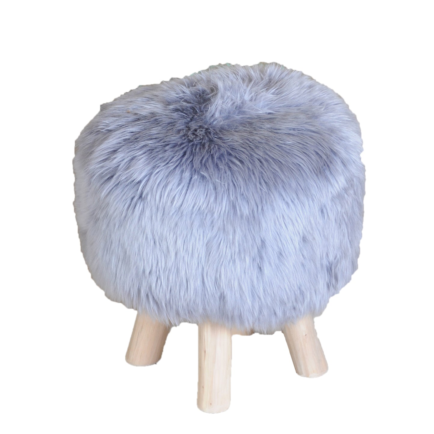 Nordic Stool, Sheep Hide, Grey, Hm Stitching, Flat Weave