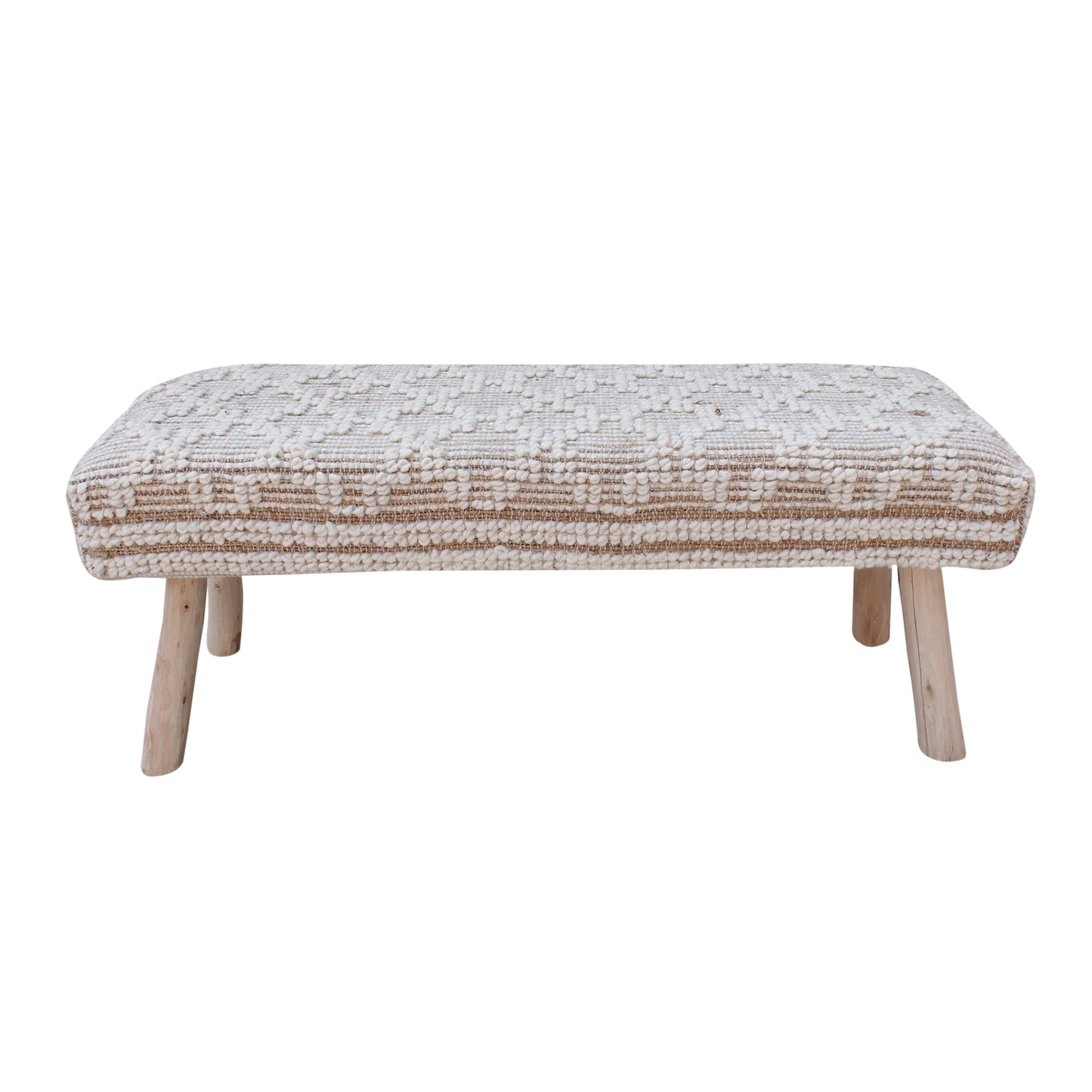 Nordli Bench, Jute, Wool, Natural, Natural White, Pitloom, All Loop