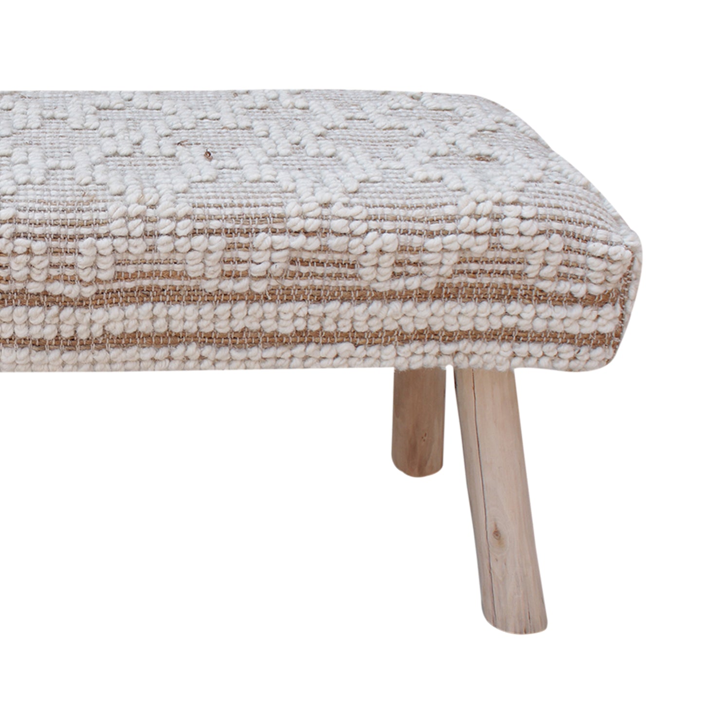 Nordli Bench, Jute, Wool, Natural, Natural White, Pitloom, All Loop