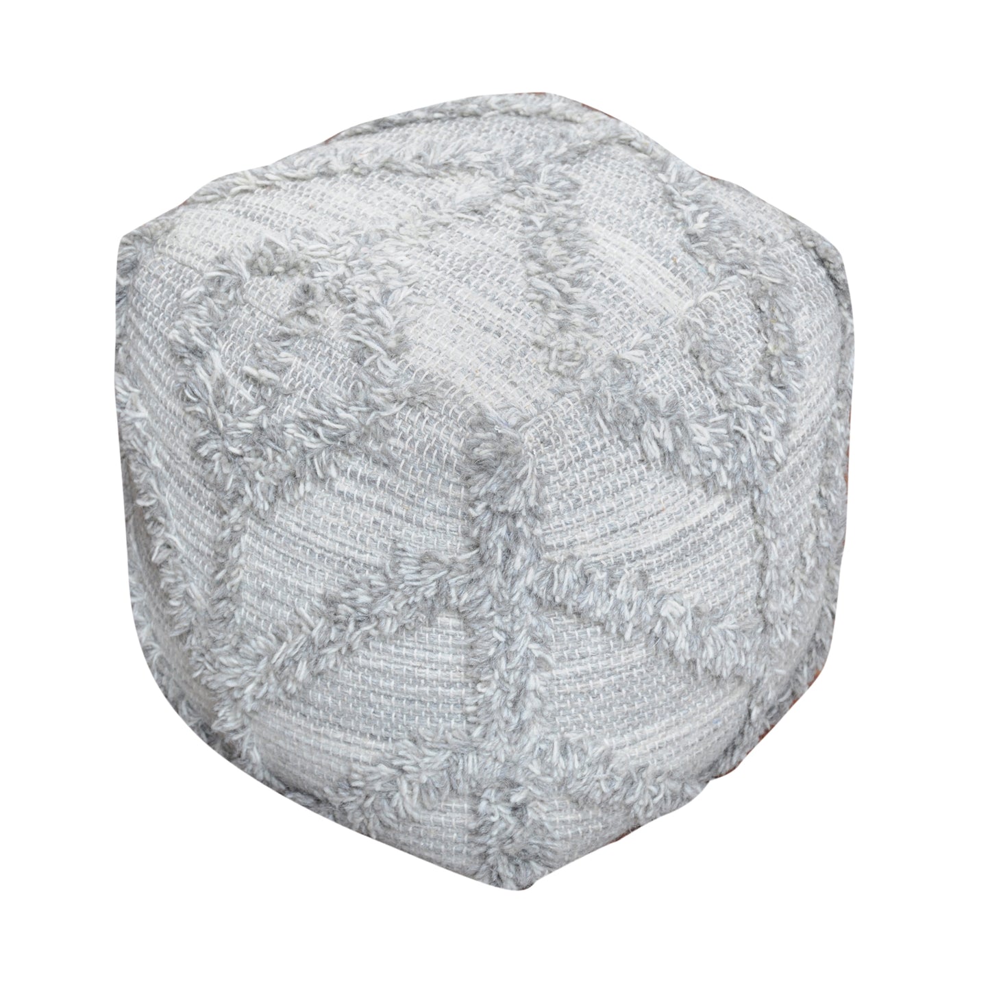 Olfen Pouf, Wool, Natural White, Pitloom, All Cut