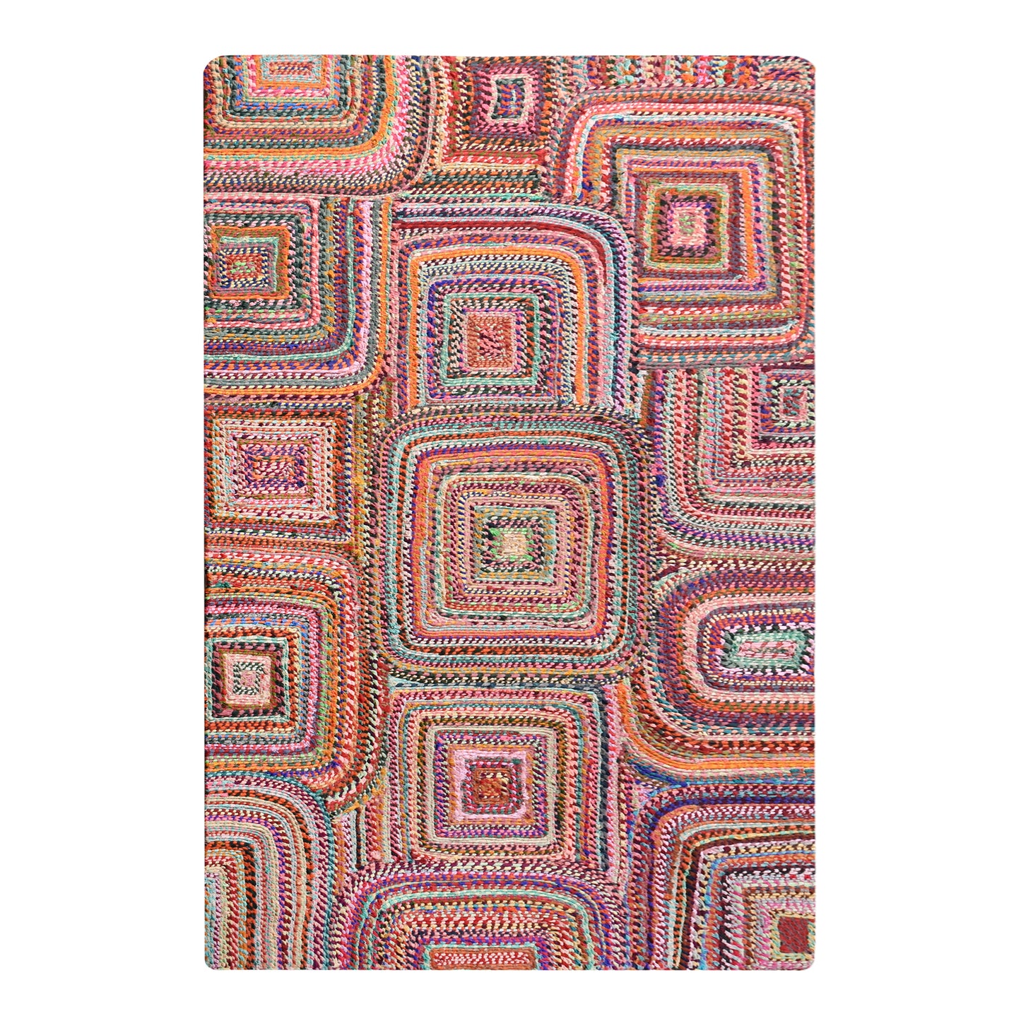 Area Rug, Bedroom Rug, Living Room Rug, Living Area Rug, Indian Rug, Office Carpet, Office Rug, Shop Rug Online, Recycled Fabric, Multi, Hm Stitching, Flat Weave, Geometrical