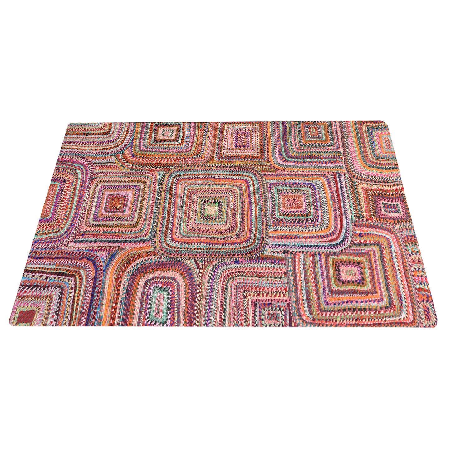Area Rug, Bedroom Rug, Living Room Rug, Living Area Rug, Indian Rug, Office Carpet, Office Rug, Shop Rug Online, Recycled Fabric, Multi, Hm Stitching, Flat Weave, Geometrical