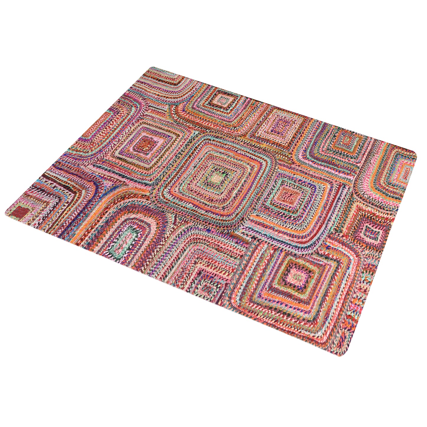 Area Rug, Bedroom Rug, Living Room Rug, Living Area Rug, Indian Rug, Office Carpet, Office Rug, Shop Rug Online, Recycled Fabric, Multi, Hm Stitching, Flat Weave, Geometrical