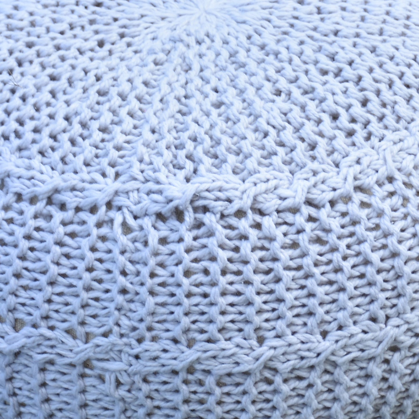Palmas Pouf, Pet, Natural White, Hm Knitted, Flat Weave