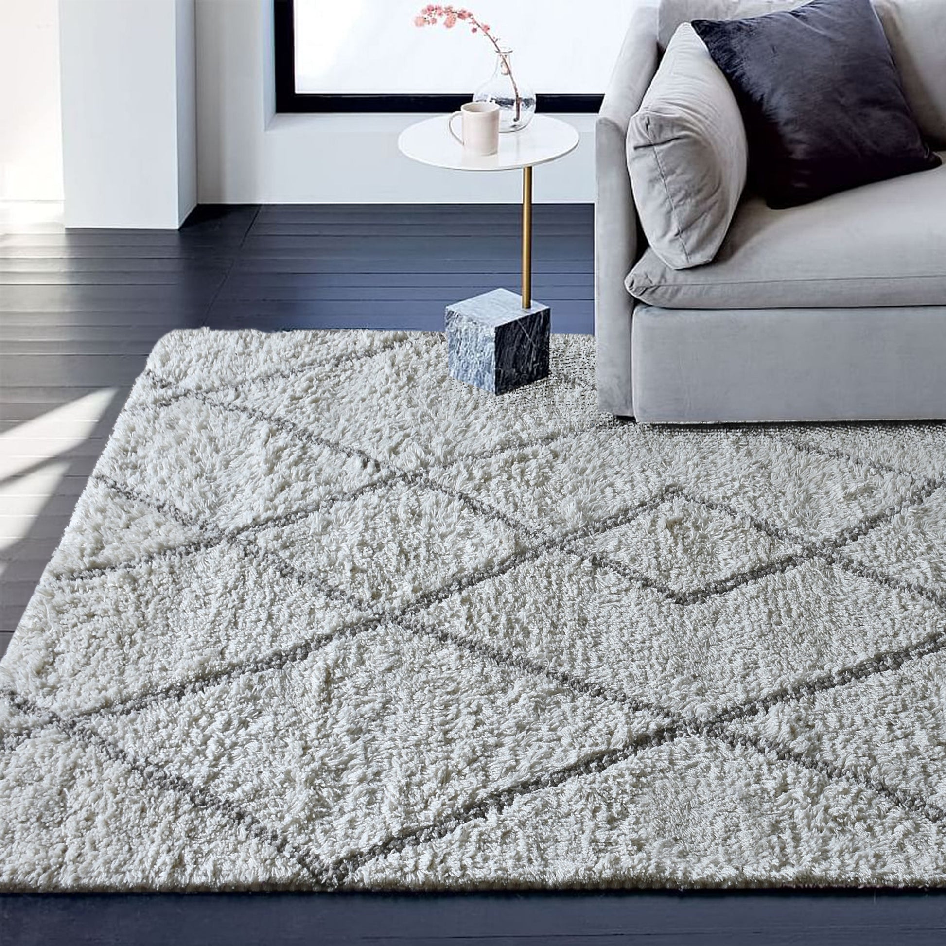 Area Rug, Bedroom Rug, Living Room Rug, Living Area Rug, Indian Rug, Office Carpet, Office Rug, Shop Rug Online, Wool, Natural White, Beige, Pitloom, Cut And Loop, Geometrical