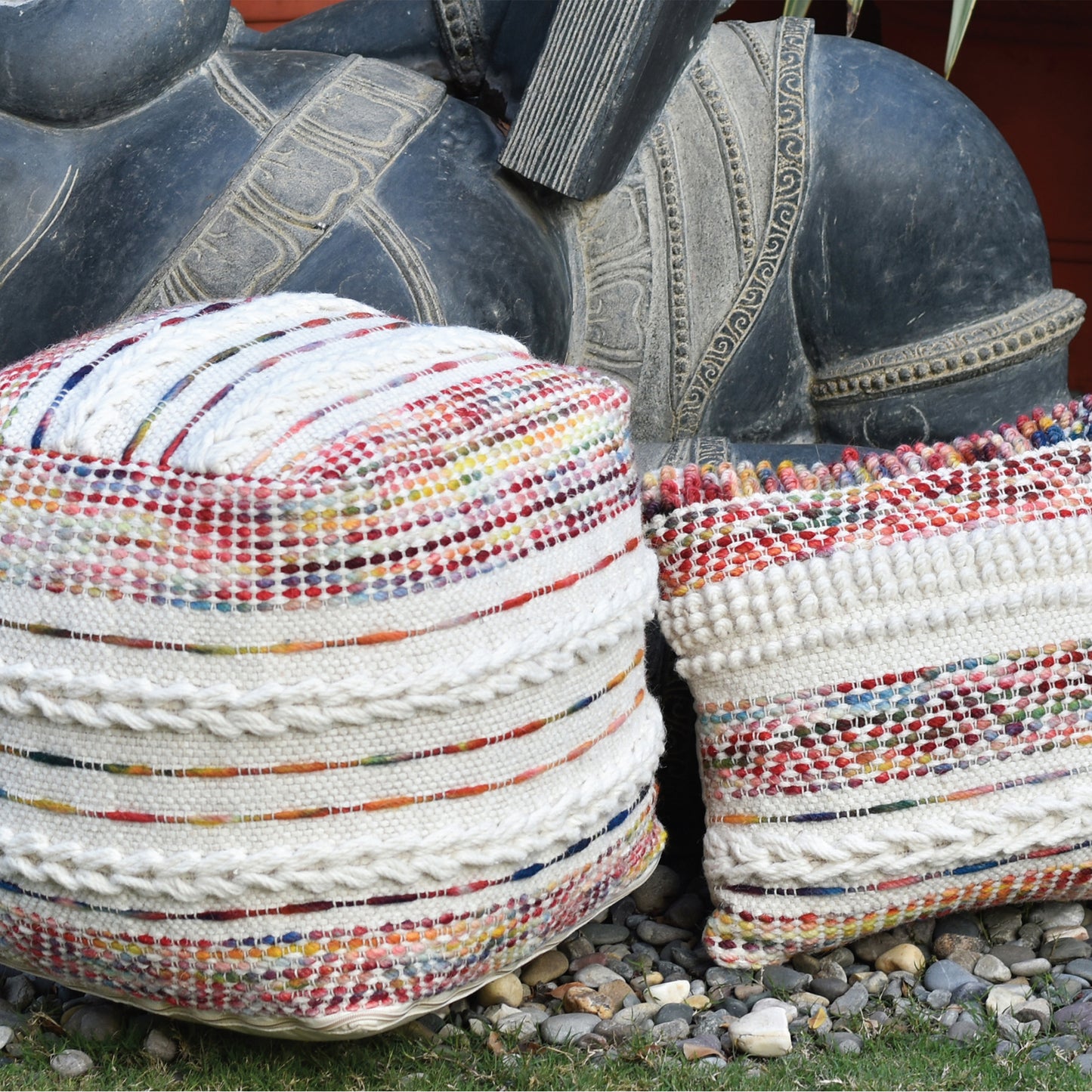 Patra Pillow, Wool, Natural White, Multi