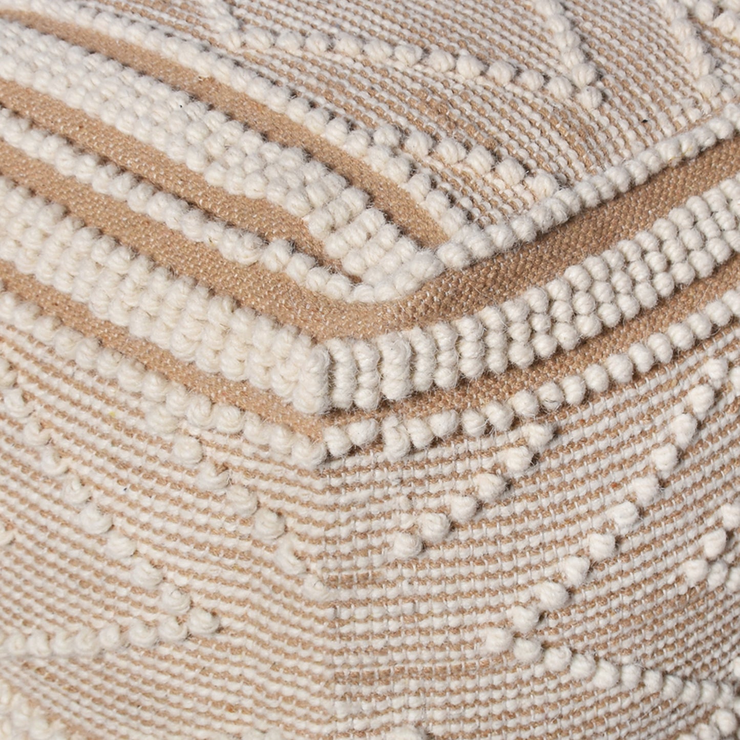 Pennine Pouf, Wool, Cotton, Natural White, Beige, Pitloom, All Loop