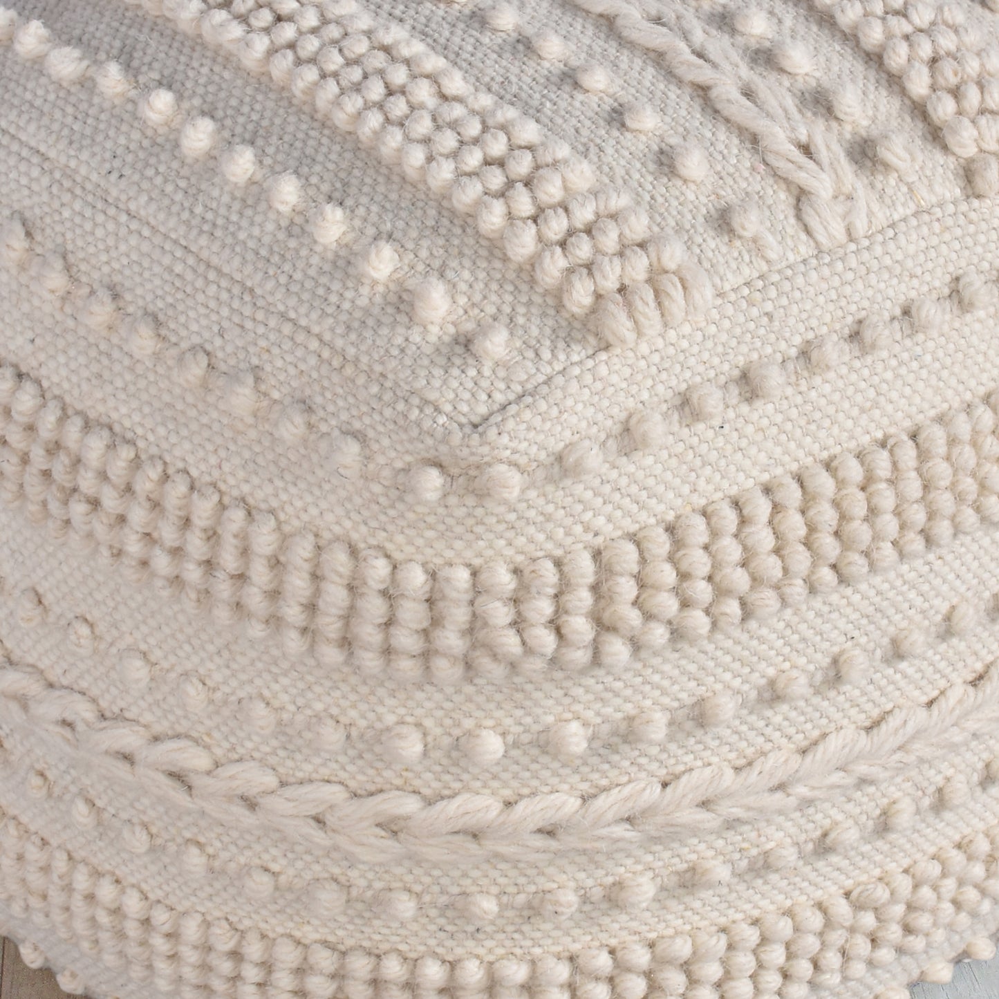 Pictor Pouf, Wool, Natural White, Pitloom, All Loop