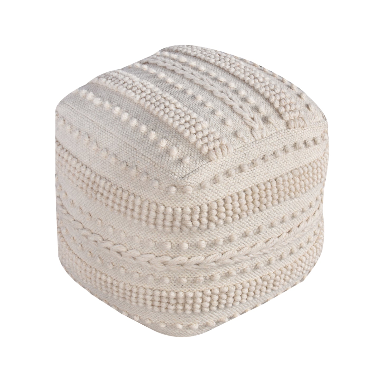 Pictor Pouf, Wool, Natural White, Pitloom, All Loop