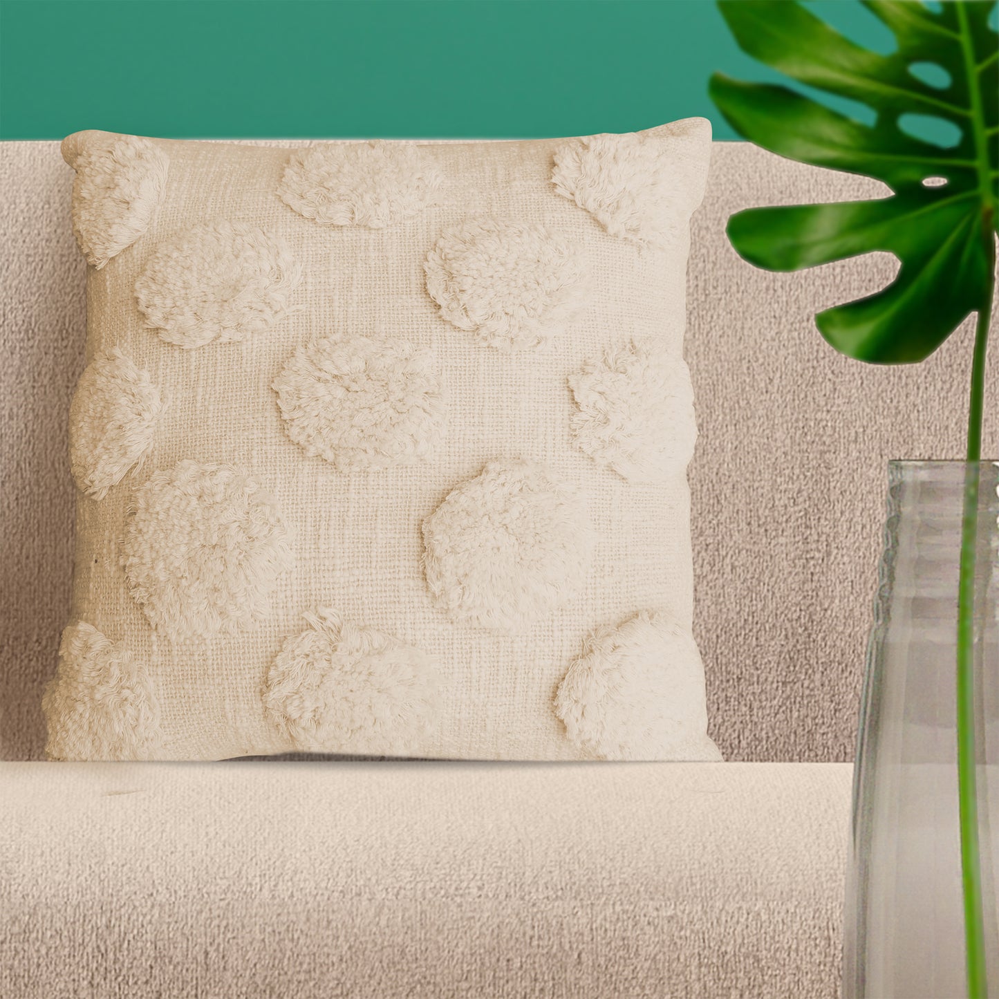 Pilares Cushion, Cotton, Natural White, Bm Fn, All Cut