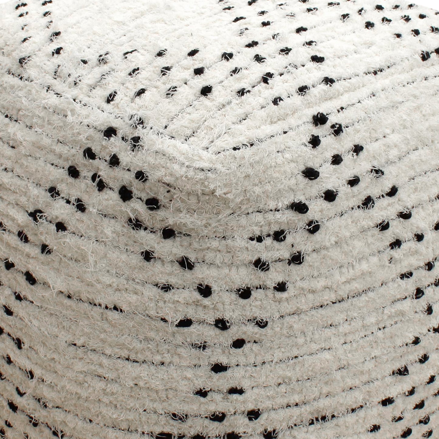 Qala Pouf, Cotton Salvage, Natural White, Charcoal, Pitloom, All Loop