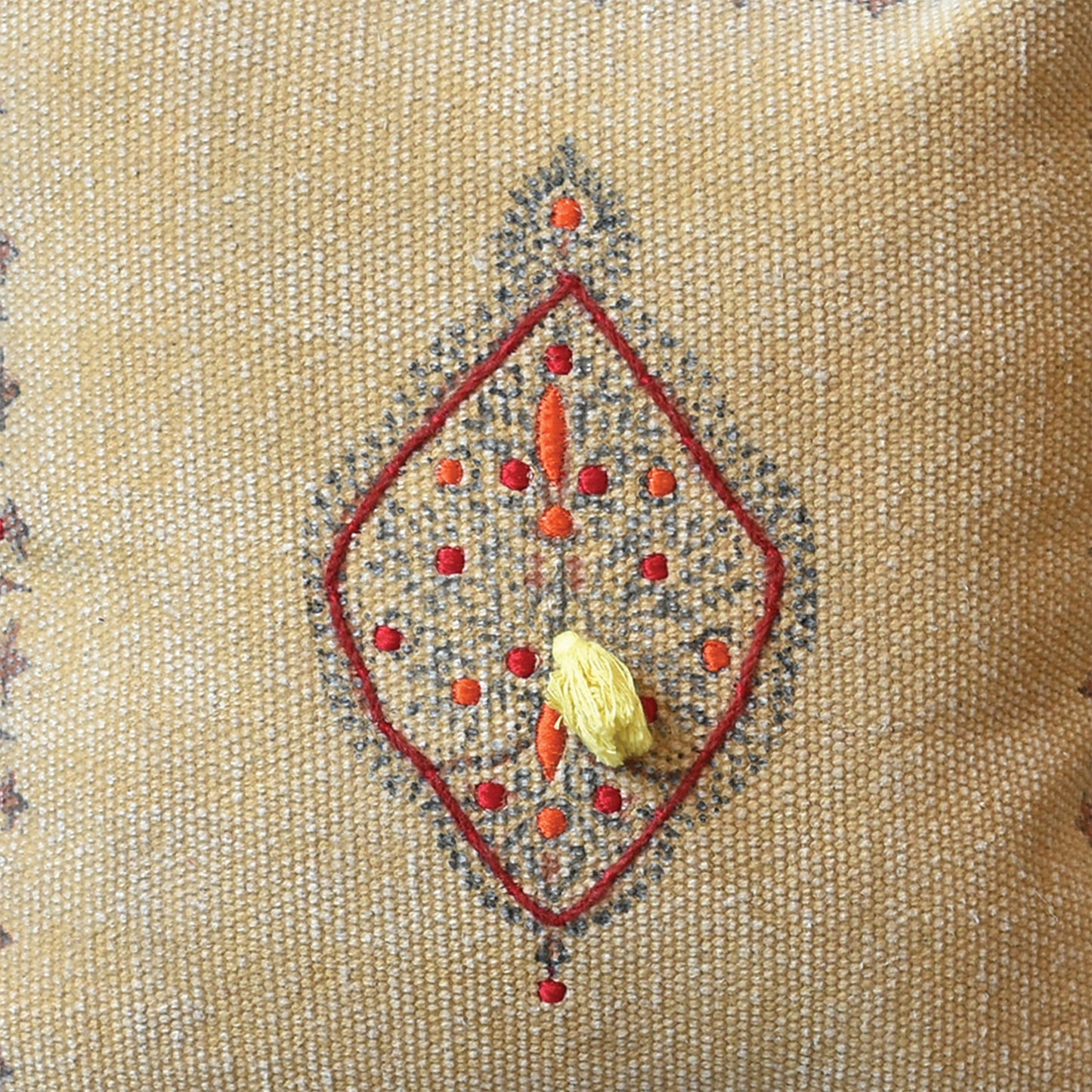 Quail Pillow, Cotton, Printed, Camel, Pitloom, Flat Weave