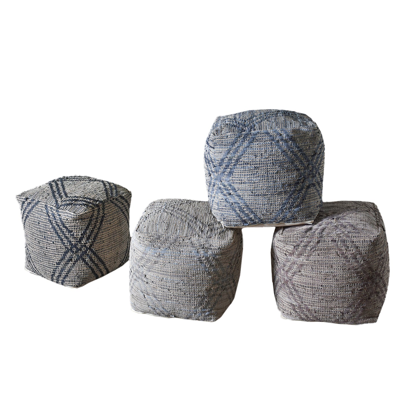 Rifton Pouf, Leather, Hemp, Pitloom, Flat Weave