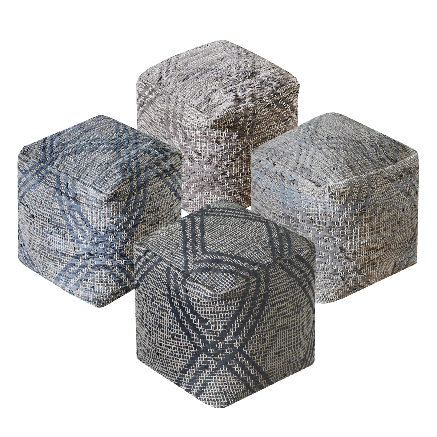 Rifton Pouf, Leather, Hemp, Pitloom, Flat Weave