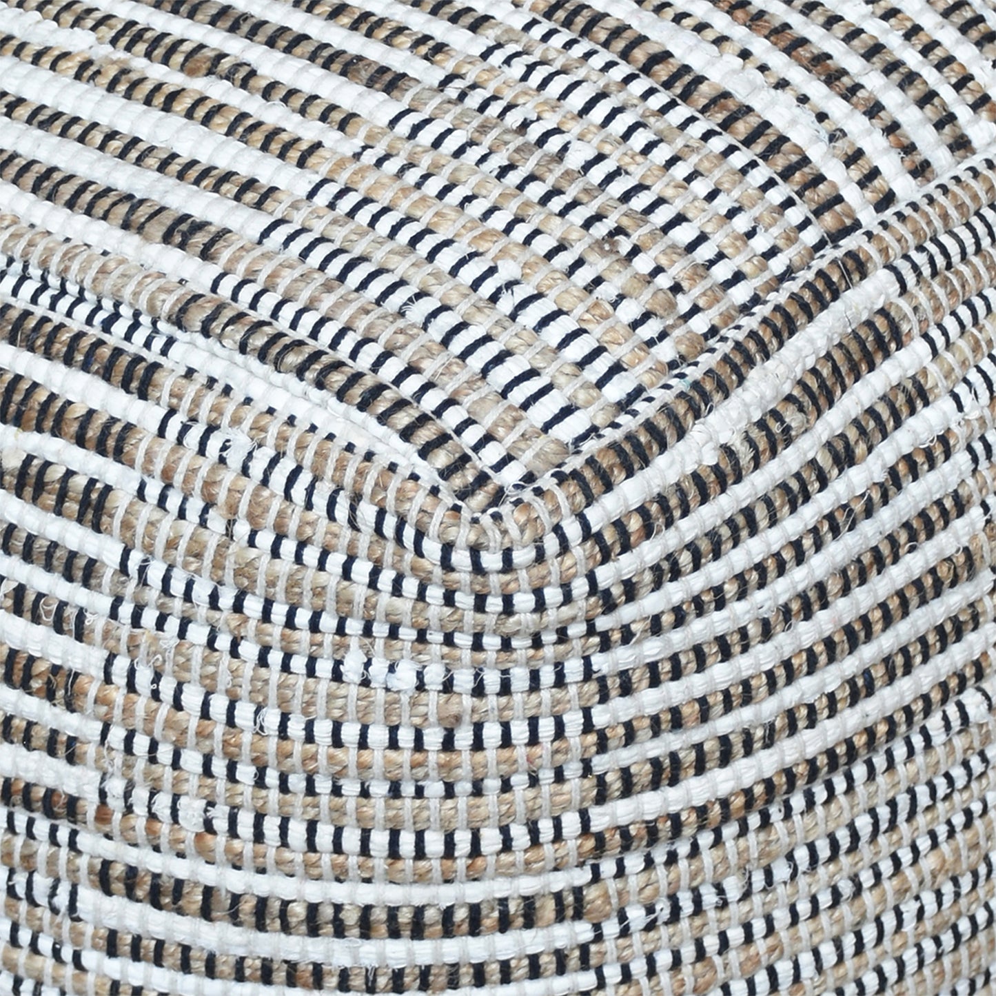 Rodeo Pouf, Hemp, Recycled Cotton, Natural White, Natural, Pitloom, Flat Weave
