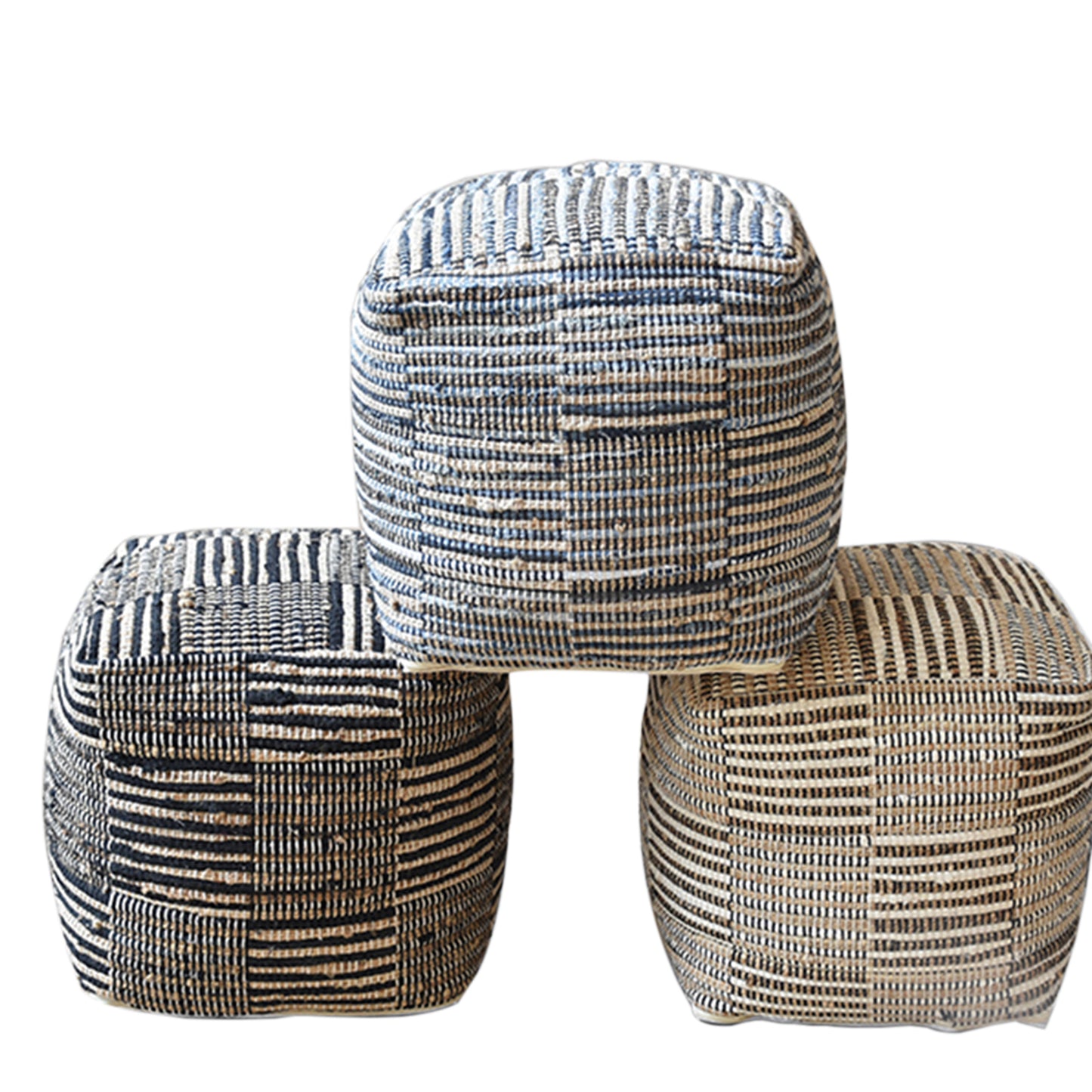 Rodeo Pouf, Hemp, Recycled Cotton, Pitloom, Flat Weave