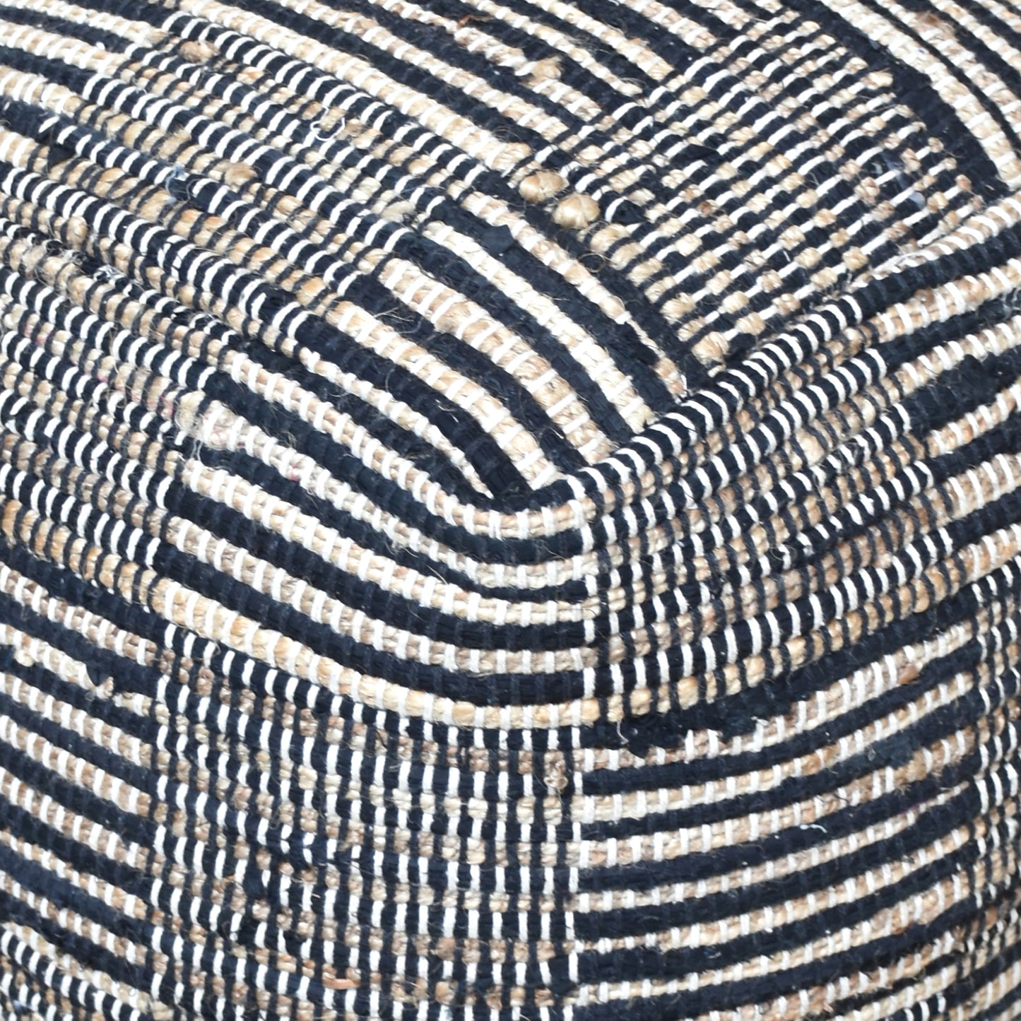 Rodeo Pouf, Hemp, Recycled Cotton, Charcoal, Natural, Pitloom, Flat Weave