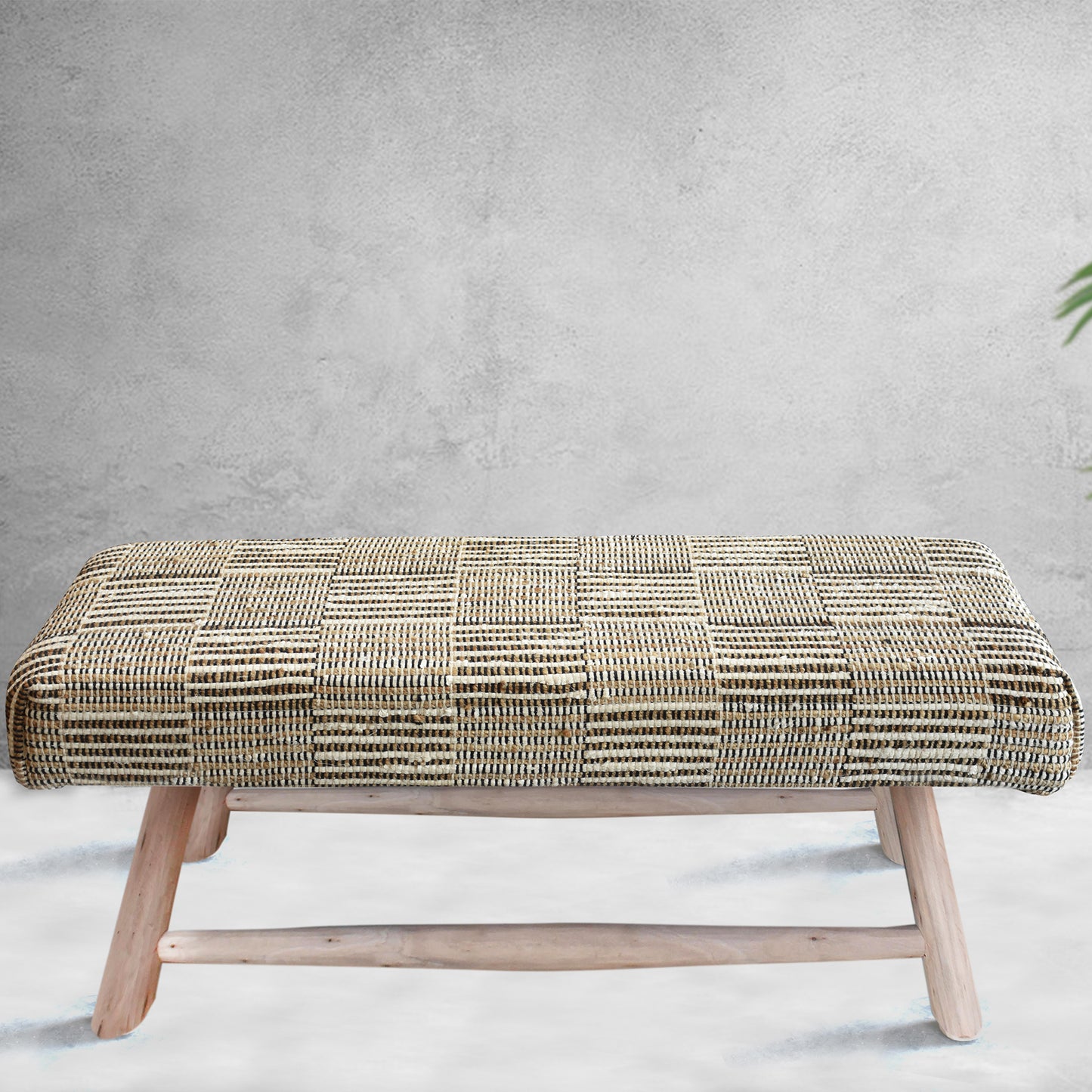 Rodeo Bench, Hemp, Recycled Cotton, Natural White, Natural, Pitloom, Flat Weave