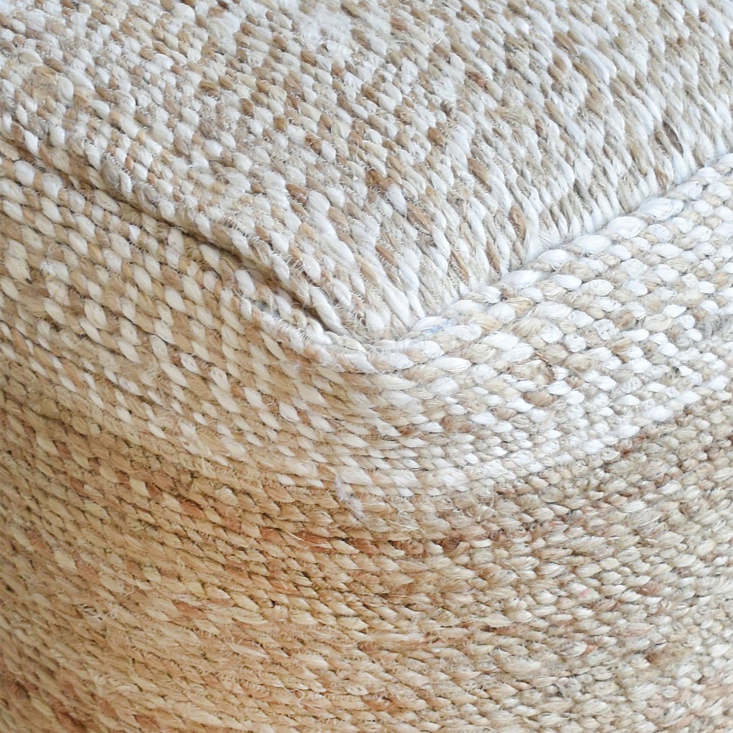 Salonika Pouf, Hemp, Natural, Hm Stitching, Flat Weave