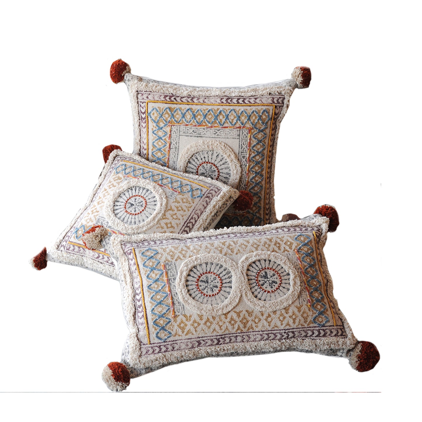 Salween Pillow, Cotton, Printed, Wool, Multi, Pitloom, All Cut