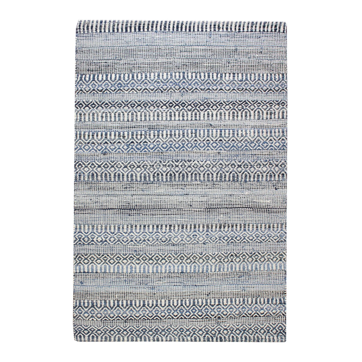 Area Rug, Bedroom Rug, Living Room Rug, Living Area Rug, Indian Rug, Office Carpet, Office Rug, Shop Rug Online, Wool Denim , Natural White, Blue, Pitloom, Flat Weave, Geometrical