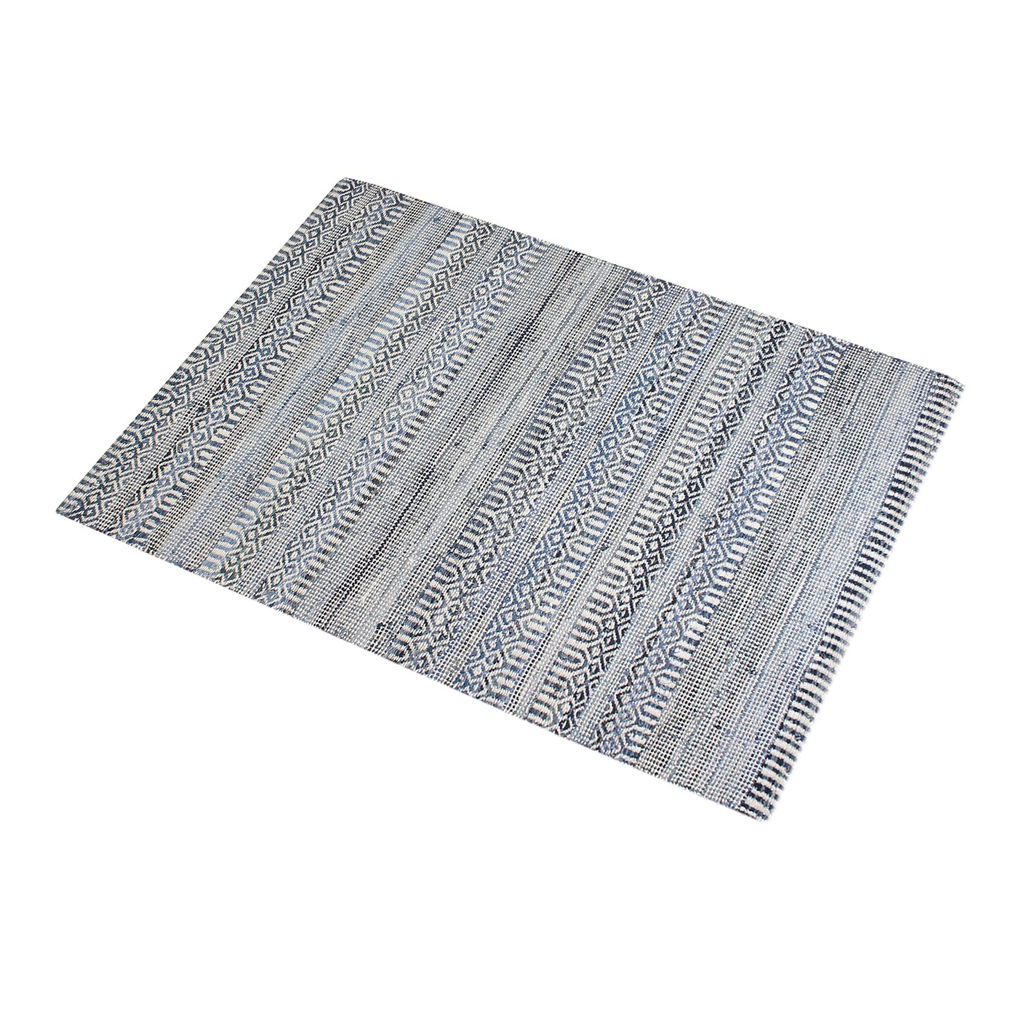 Area Rug, Bedroom Rug, Living Room Rug, Living Area Rug, Indian Rug, Office Carpet, Office Rug, Shop Rug Online, Wool Denim , Natural White, Blue, Pitloom, Flat Weave, Geometrical