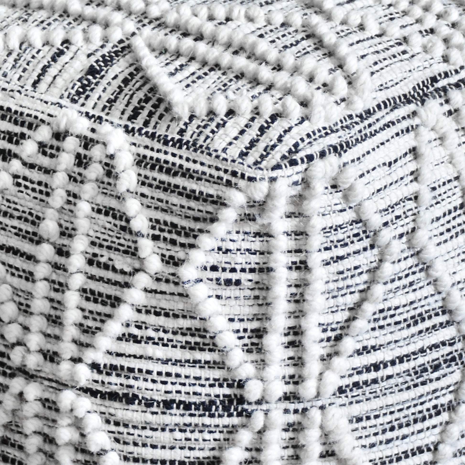 Sentir Pouf, Wool/ Cotton, Natural White/Charcoal, Pitloom, All Loop