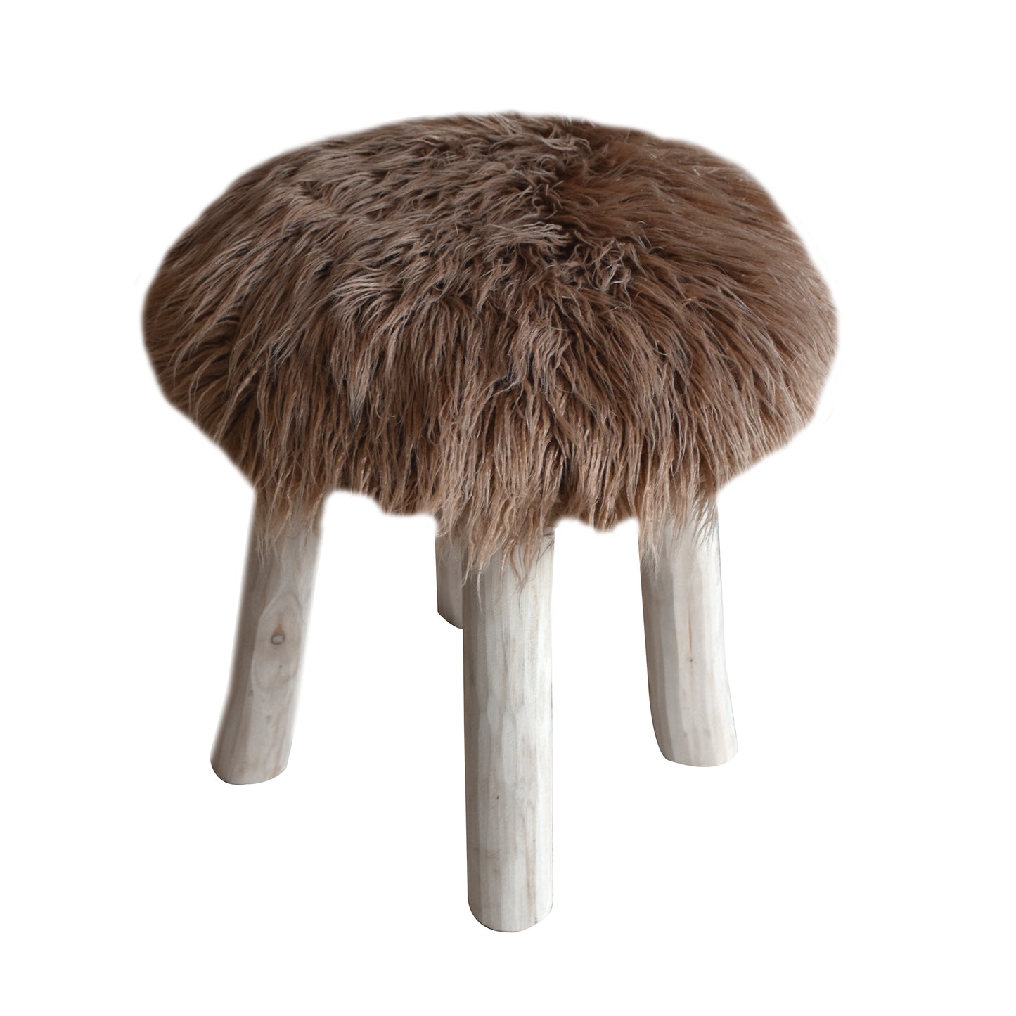 Sewells Round Stool, Faux Leather, Taupe,, Hm Stitching, Flat Weave