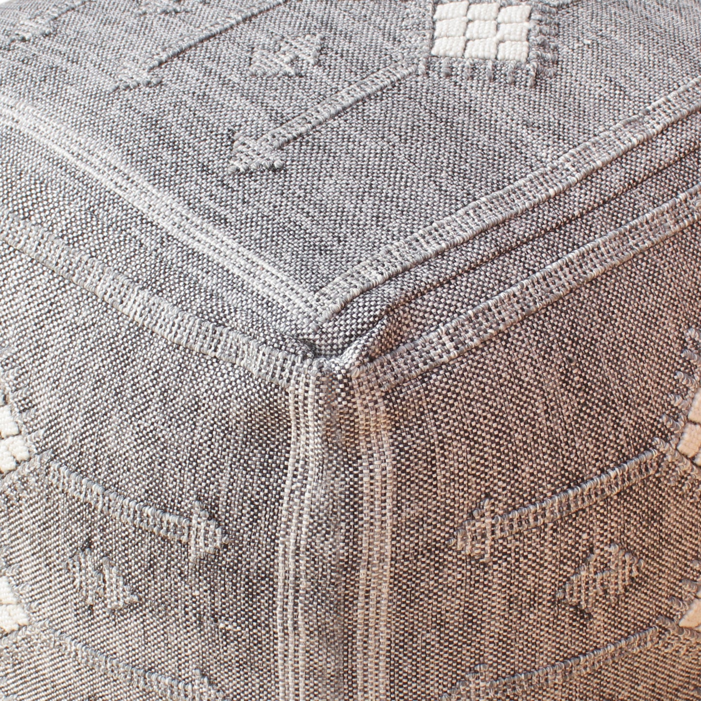 Siluria Pouf, Polypropylene/ Pet, Grey, Pitloom, Flat Weave